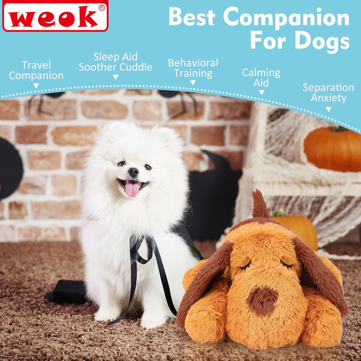 WEOK WEOK Heartbeat Puppy Toy Comfort Cuddler Pillow for Dog Anxiety Relief and Calming Sleep Aid for Pets - View 5 of 8