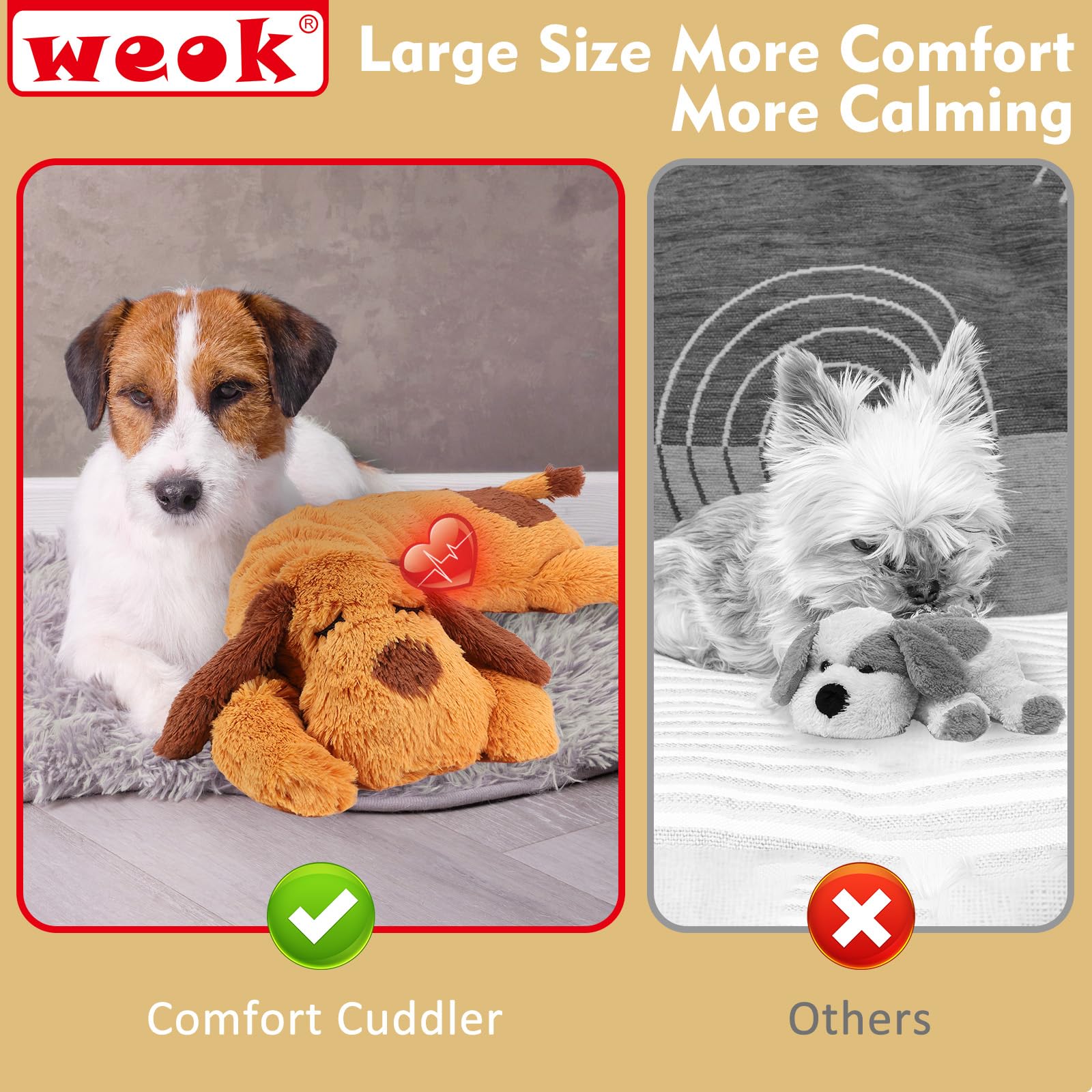 WEOK WEOK Heartbeat Puppy Toy Comfort Cuddler Pillow for Dog Anxiety Relief and Calming Sleep Aid for Pets - View 5 of 9