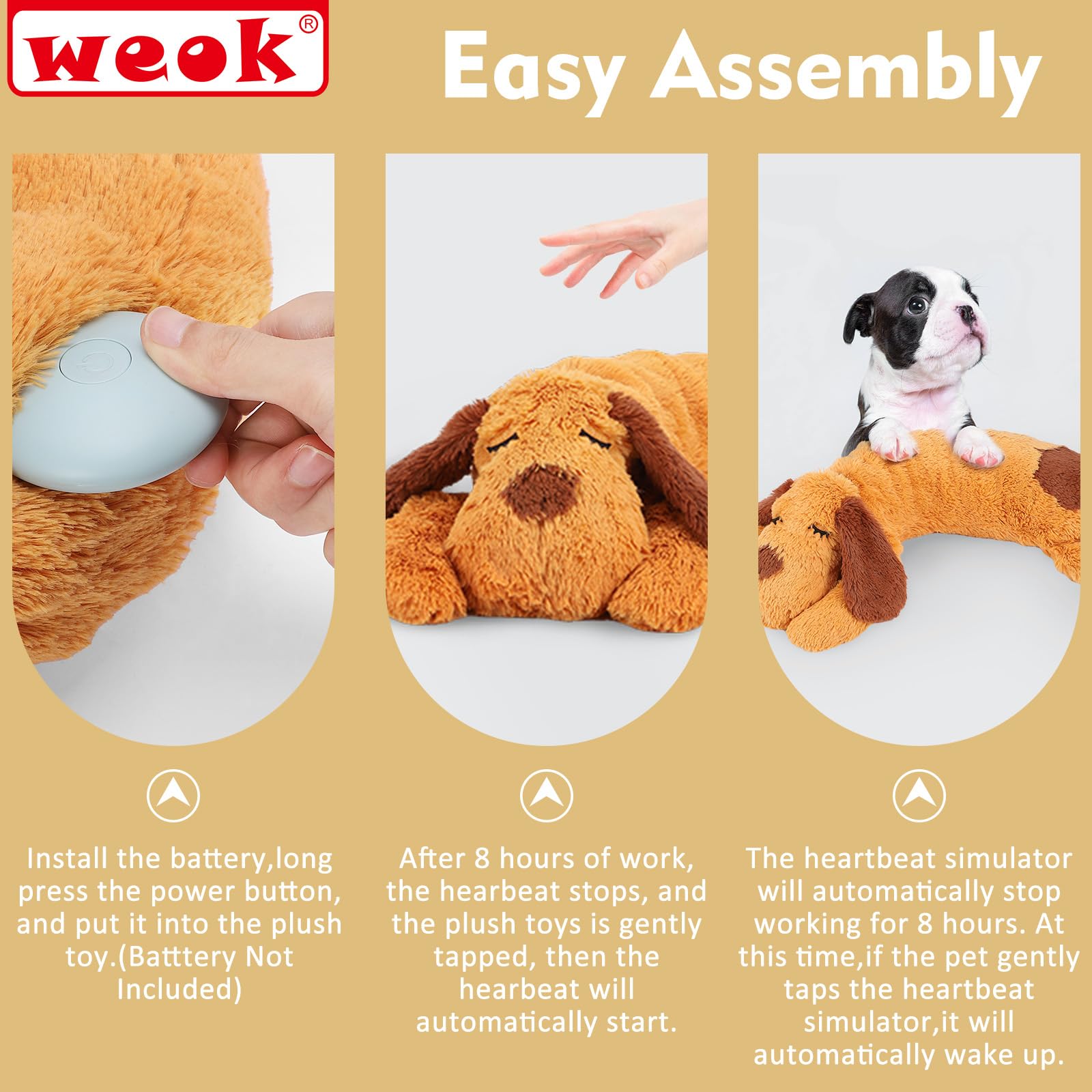 WEOK WEOK Heartbeat Puppy Toy Comfort Cuddler Pillow for Dog Anxiety Relief and Calming Sleep Aid for Pets - View 7 of 9