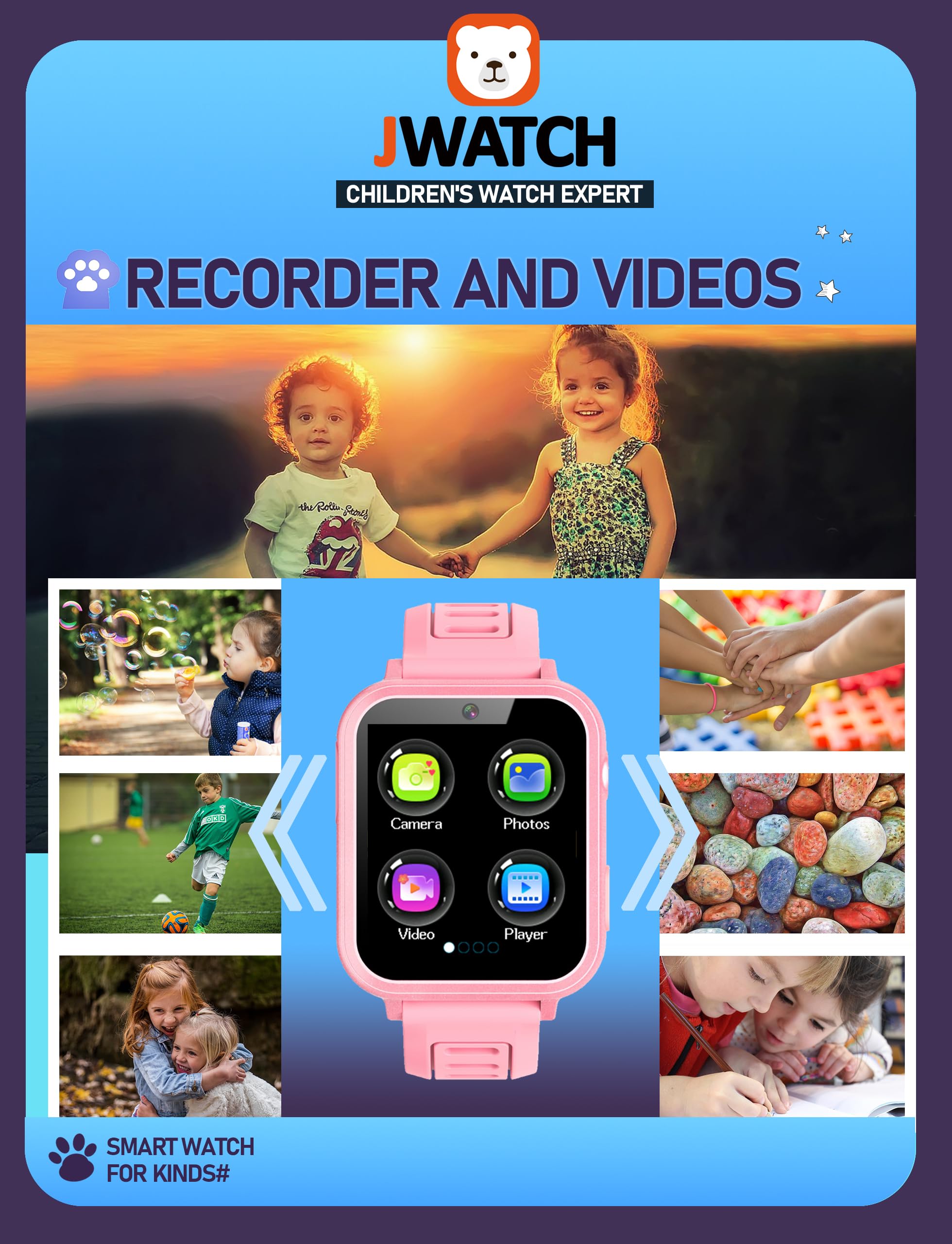 Jwatch Jwatch Kids Smart Watch for Boys and Girls 6-12 with Pedometer Audio Book Camera Music Player Perfect Birthday and Christmas Gift Pink - View 4 of 7