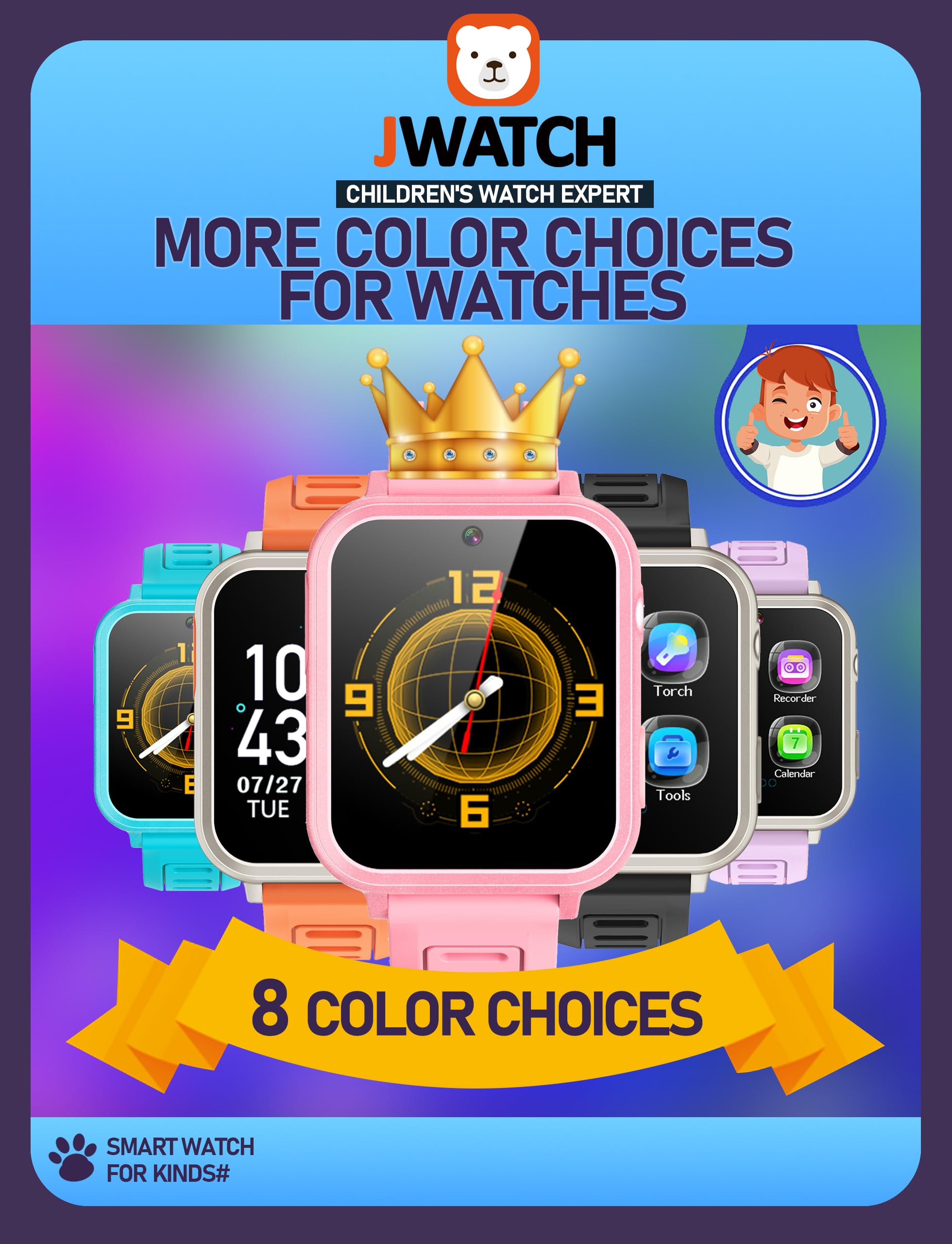 Jwatch Jwatch Kids Smart Watch for Boys and Girls 6-12 with Pedometer Audio Book Camera Music Player Perfect Birthday and Christmas Gift Pink - View 7 of 7