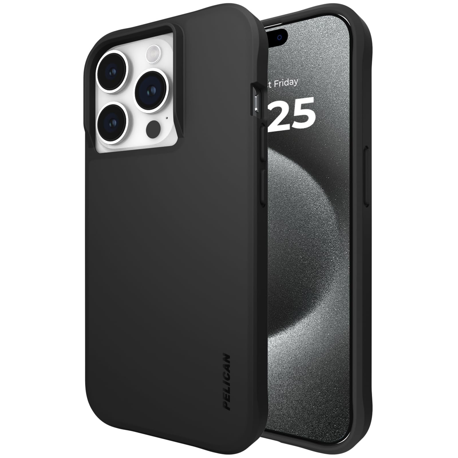 Pelican Ranger Series iPhone 15 Pro Case Wireless Charging Compatible Slim Rugged Cover with 12FT MIL-Grade Drop Protection Black