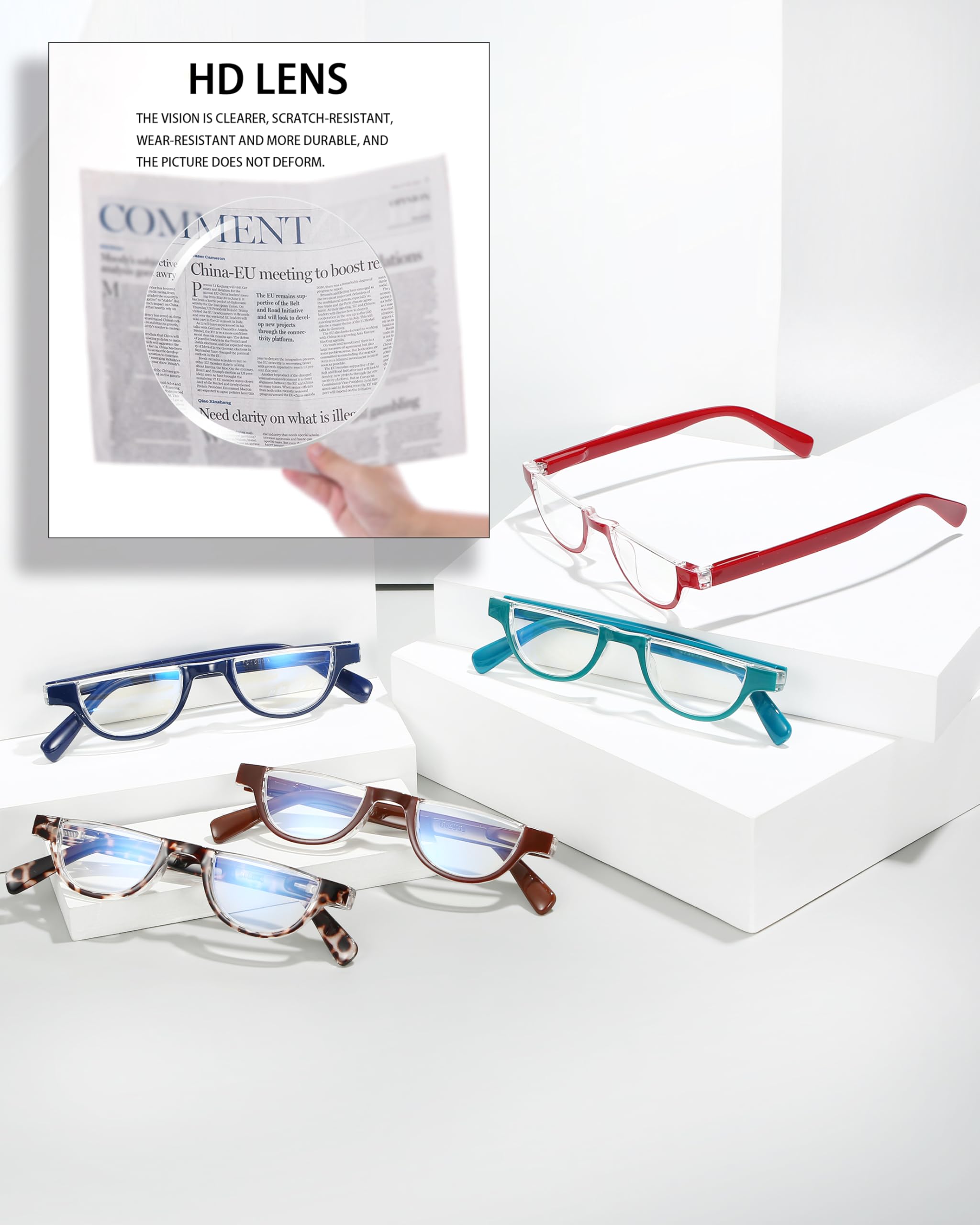 EYEURL EYEURL Half Frame Reading Glasses for Women 5 Pack Blue Light Blocking Rimless Computer Readers Anti UV Ray Eyeglasses with Spring Hinges 1.25 - View 5 of 8