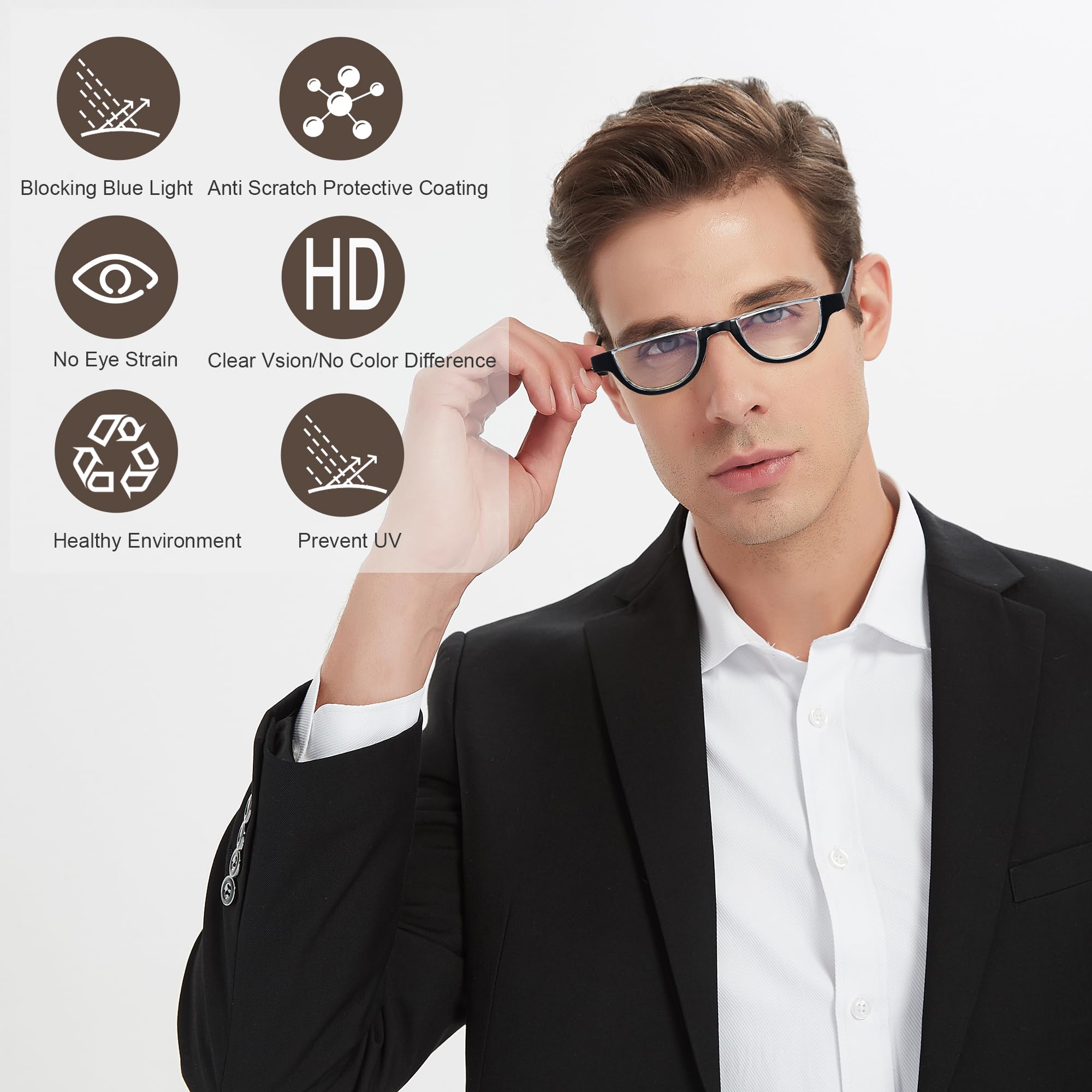 EYEURL EYEURL Half Frame Reading Glasses for Women 5 Pack Blue Light Blocking Rimless Computer Readers Anti UV Ray Eyeglasses with Spring Hinges 1.25 - View 8 of 8