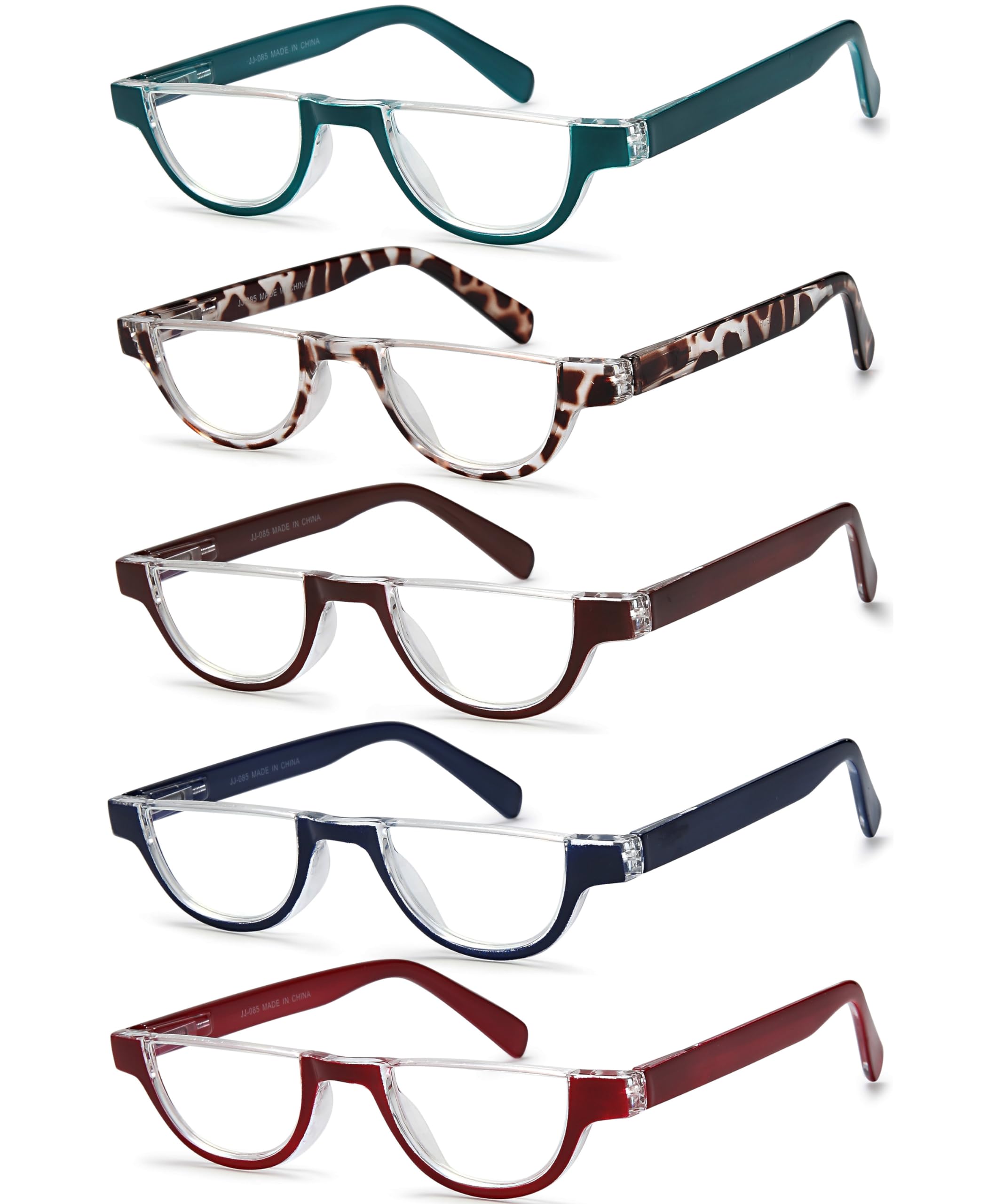 EYEURL Half Frame Reading Glasses for Women 5 Pack Blue Light Blocking Rimless Computer Readers Anti UV Ray Eyeglasses with Spring Hinges 1.25