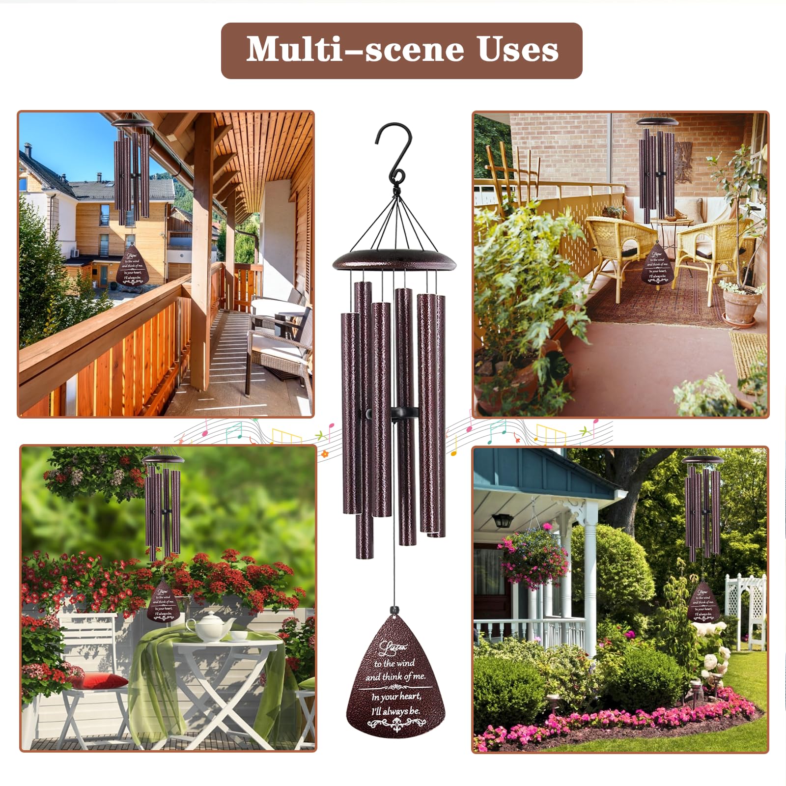 Soopau Soopau 32 Inch Sympathy Wind Chimes for Outside Memorial Gifts for Loss of Loved One in Memory of Mother Father Bronze - View 6 of 6