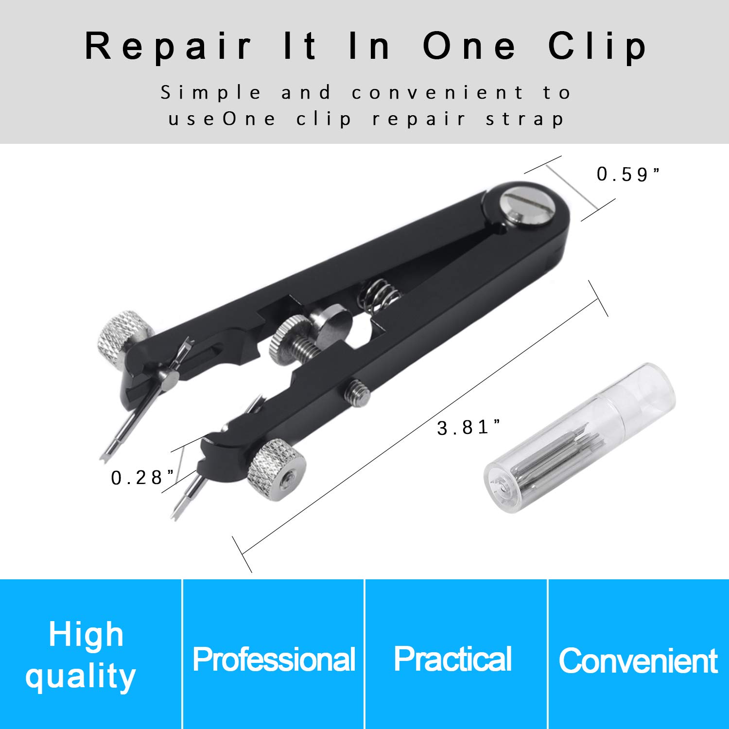 TEXNEWS TEXNEWS Watch Spring Bar Tweezer Tool Set with 10 Durable Tips for Easy Watch Strap Removal and Repair Silver Plier Kit - View 2 of 7