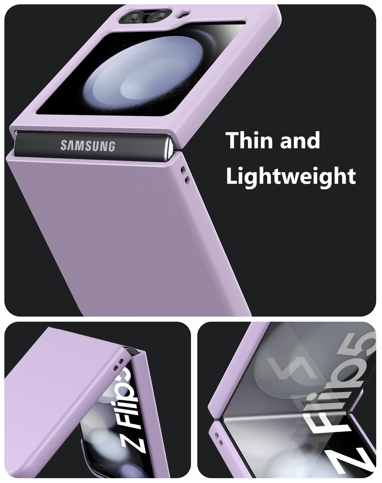 Cresee Cresee Thin Hard Matte Phone Case for Samsung Galaxy Z Flip 5 2023 in Lilac - View 4 of 7
