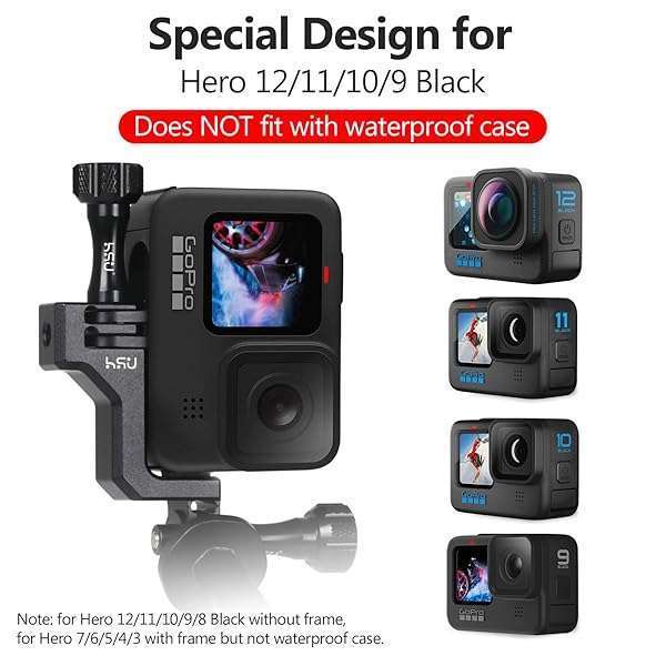 HSU HSU 90 Degree Aluminum Vertical Bracket Adapter Elbow Mount for GoPro Hero 13/12/ 11/10/ 9 Black - View 6 of 10