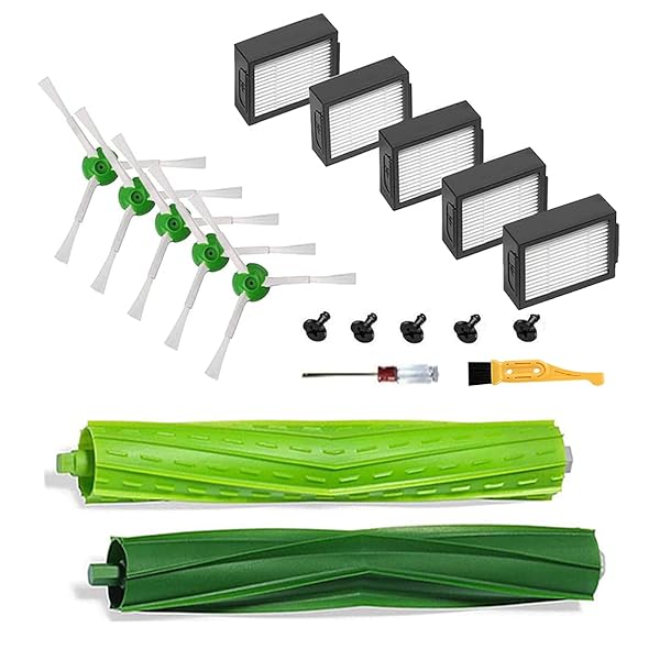 ECOMAID iRobot Roomba i7 i8 E Series Replacement Parts Rubber Roller Brush Side Brushes HEPA Filters Set