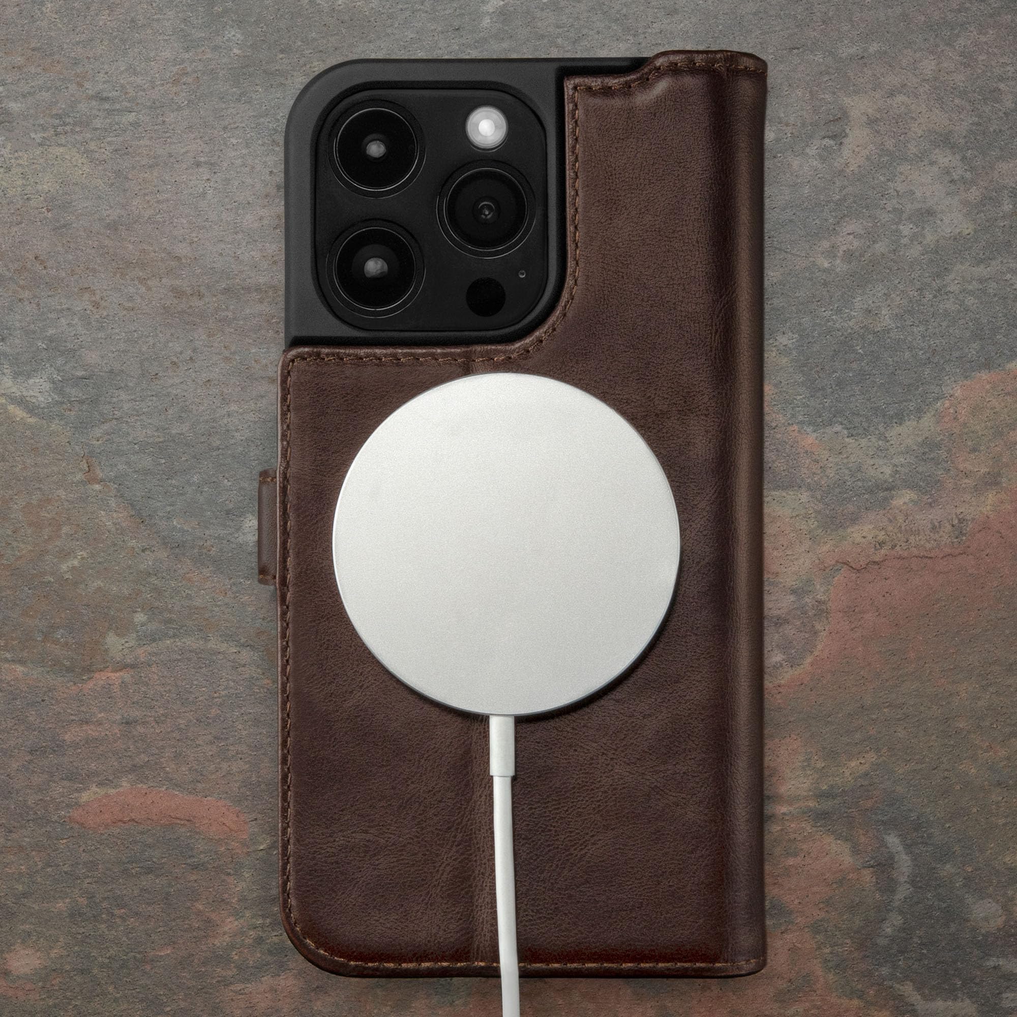 TORRO Premium Leather Case for iPhone 15 Pro 6.1" Genuine Leather Wallet Flip Folio with Kickstand and Card Slots Dark Brown - View 5 of 8