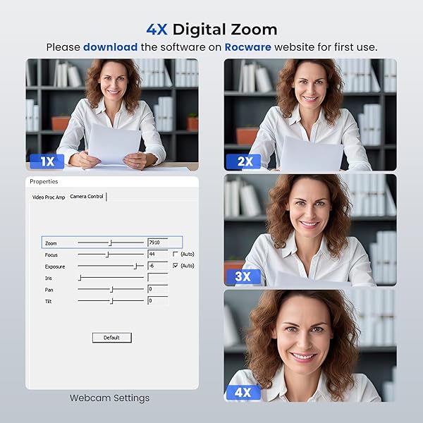 ROCWARE ROCWARE 1080P Webcam with Microphone RC15 for PC Video Calling Zoom Skype Teams Conference Low Light Correction Privacy Cover - View 4 of 8