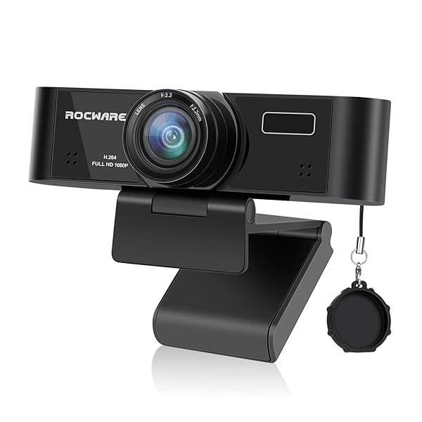 ROCWARE ROCWARE 1080P Webcam with Microphone RC15 for PC Video Calling Zoom Skype Teams Conference Low Light Correction Privacy Cover - View 2 of 8