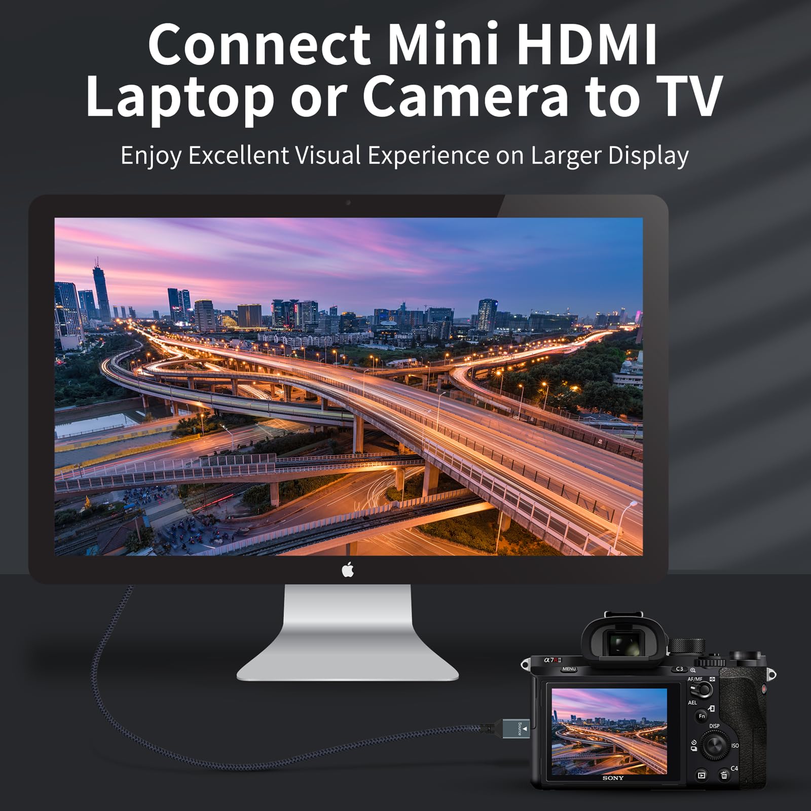 Twozoh Twozoh Mini HDMI to VGA Cable 6.6FT Gold Plated Braided Male to Male Compatible with Ultrabooks Notebooks Tablets Cameras and Camcorders - View 5 of 7