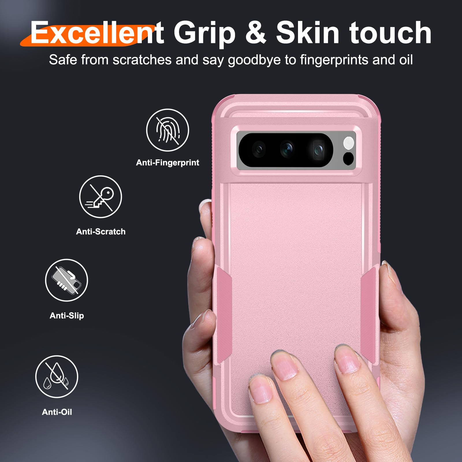 Janmitta Janmitta Heavy Duty Shockproof Case for Google Pixel 8 Pro with Screen Protector Camera Lens Protector and Wrist Strap in Girly Pink 2023 - View 5 of 8