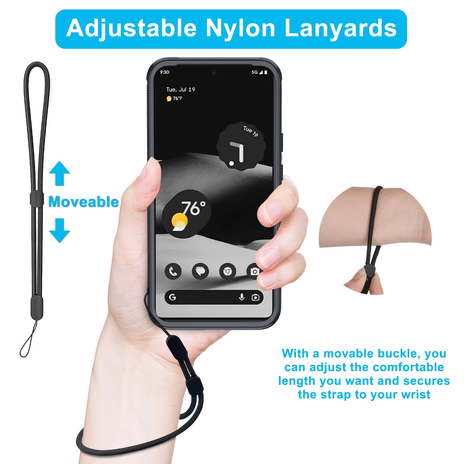 Janmitta Janmitta Heavy Duty Shockproof Case for Google Pixel 8 Pro with Screen Protector Camera Lens Protector and Wrist Strap in Girly Pink 2023 - View 7 of 8