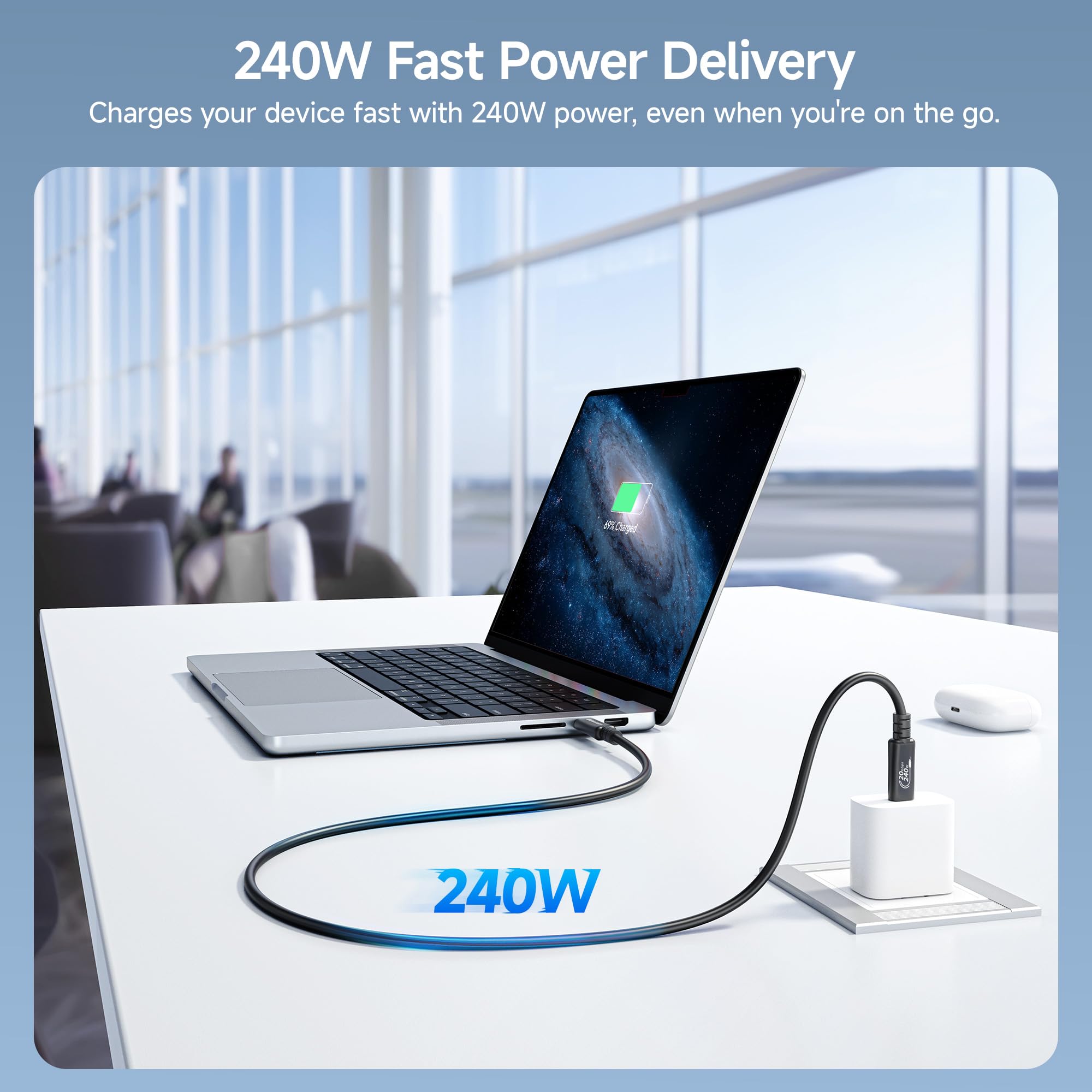 Cable Matters Cable Matters USB4 Cable 6.6ft 20Gbps Long Supports 8K Video 240W Charging Compatible with Thunderbolt 4 and MacBook - View 5 of 7