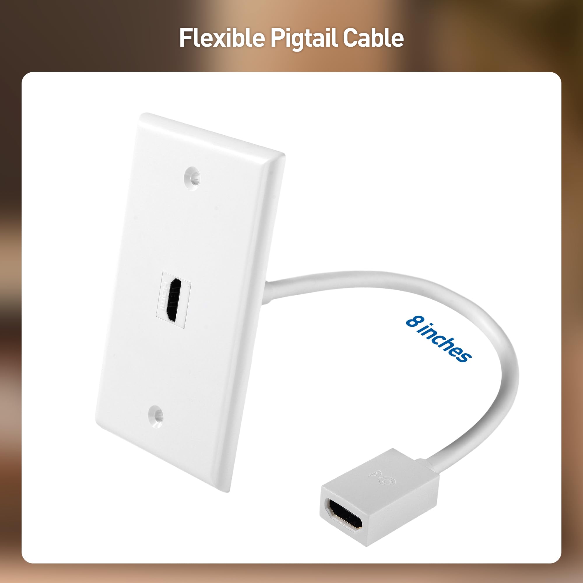 Cable Matters Cable Matters 2-Pack 48Gbps HDMI 2.1 Keystone Pigtail Cable 8 Inches Supports 8K 60Hz 4K 240Hz and HDR - View 4 of 7