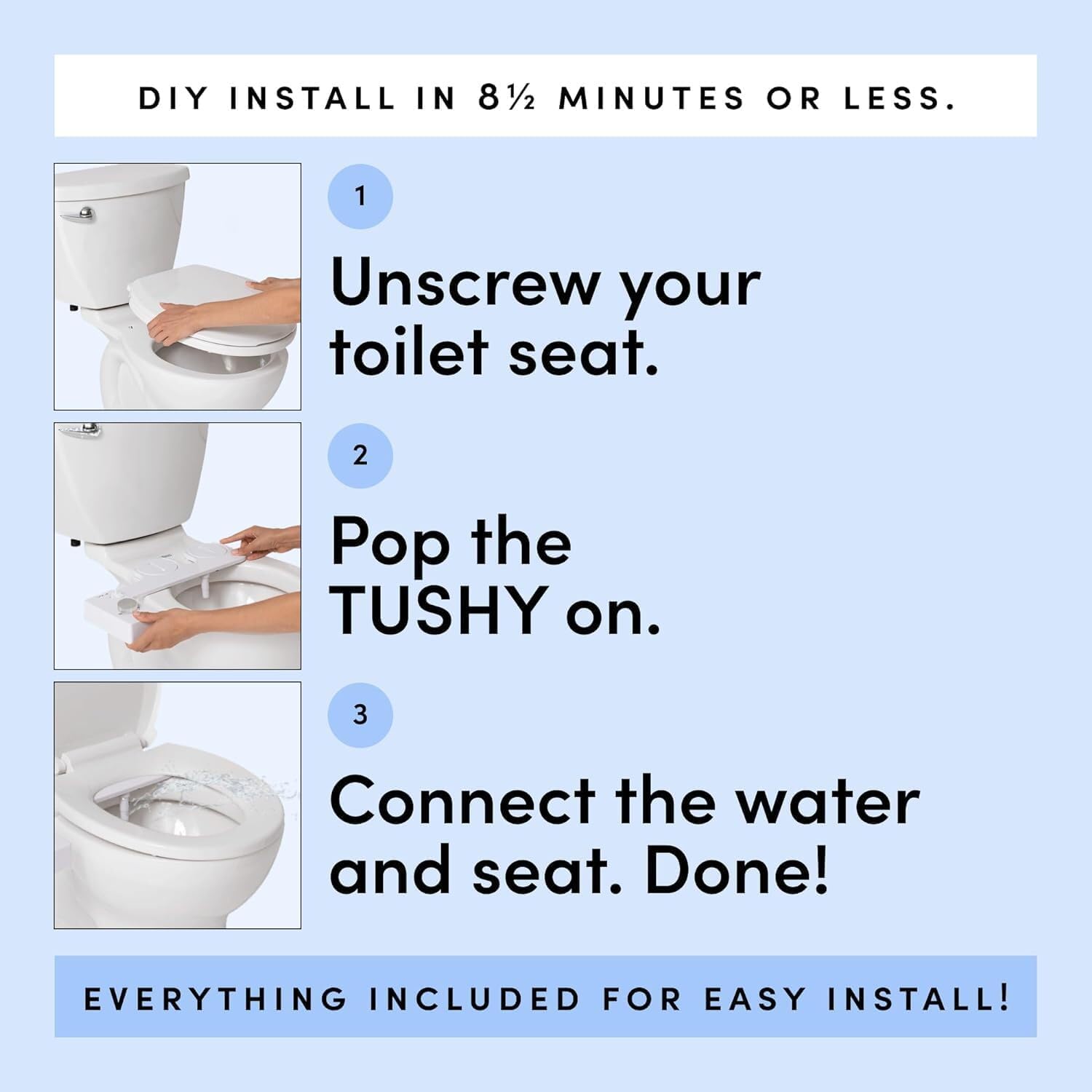 TUSHY TUSHY Fresh Bidet Ultra Slim Toilet Seat Attachment Non Electric Self Cleaning Hygienic Nozzle Easy Install Adjustable Water Pressure Control - View 8 of 9