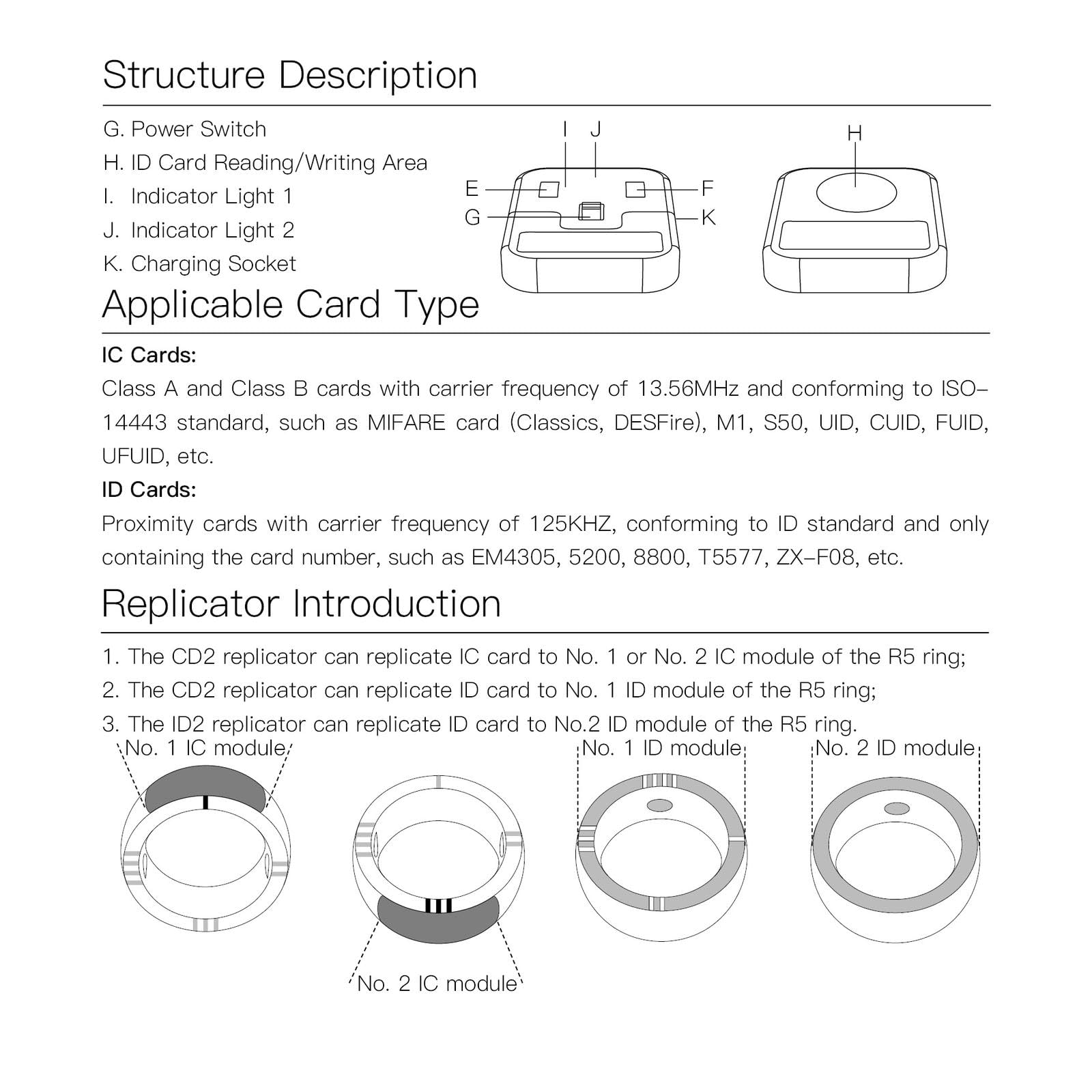 RGTTOTG Upgrade RGTTOTG CDS Smart Card Reader Writable Key ID IC NFC Card Replicator 125KHz Frequency Writer for R4 R5 Smart Ring - View 5 of 8
