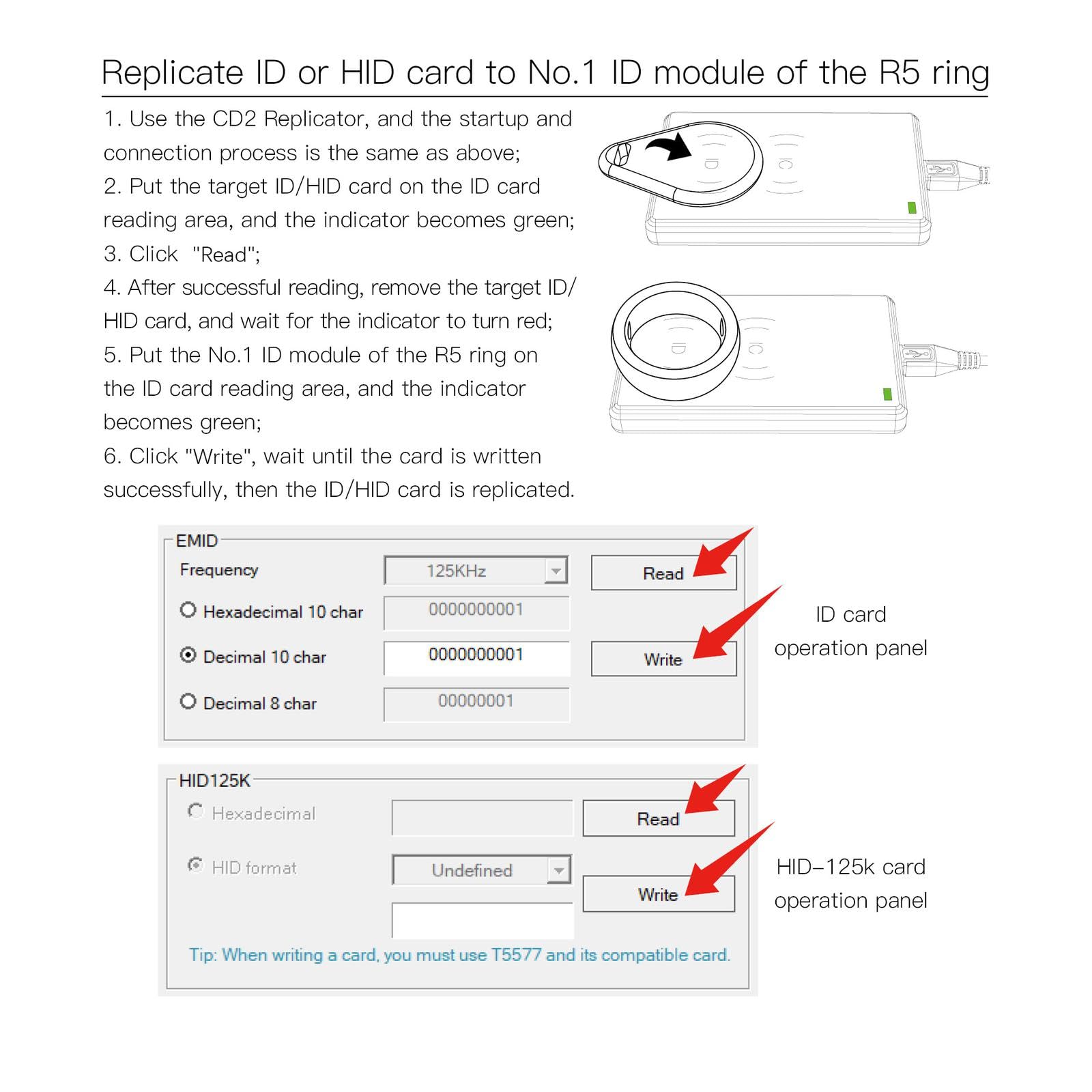 RGTTOTG Upgrade RGTTOTG CDS Smart Card Reader Writable Key ID IC NFC Card Replicator 125KHz Frequency Writer for R4 R5 Smart Ring - View 7 of 8