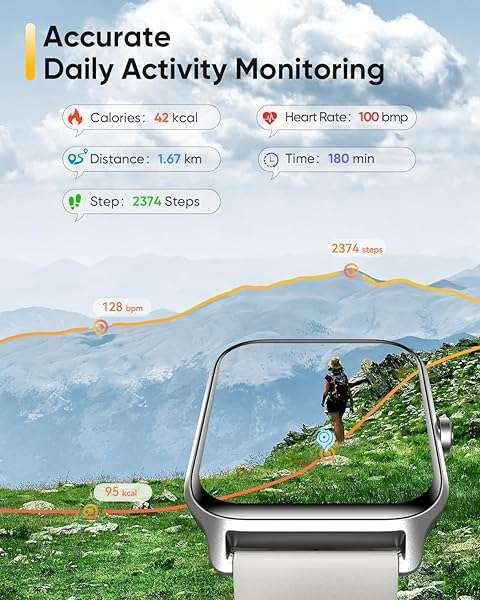 Fitpolo "Fitpolo Smart Watch: Bluetooth Call, Alexa, 1.8" Display, Heart Rate & Sleep Tracker for Android/iOS - 105+ Sports Modes" - View 6 of 10
