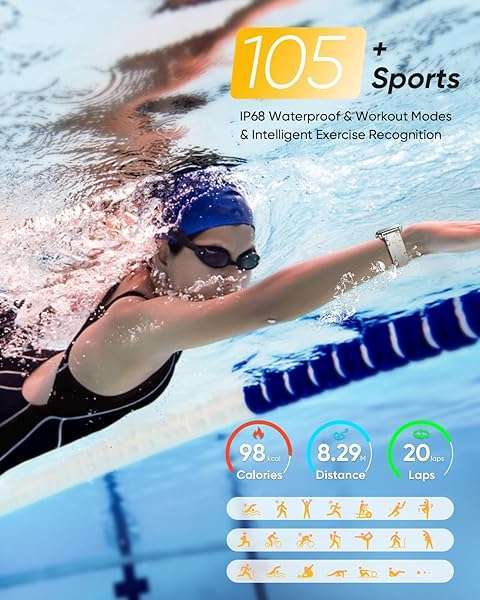 Fitpolo "Fitpolo Smart Watch: Bluetooth Call, Alexa, 1.8" Display, Heart Rate & Sleep Tracker for Android/iOS - 105+ Sports Modes" - View 7 of 10