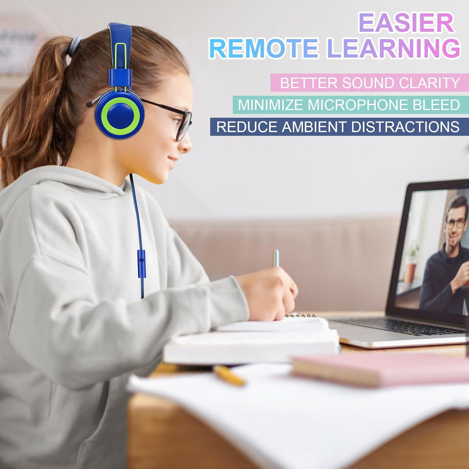 CN-Outlet CN-Outlet 10 Pack Classroom Headphones Bulk for K-12 Students Mixed Color with Microphone Ideal for Libraries and Testing Centers - View 6 of 8