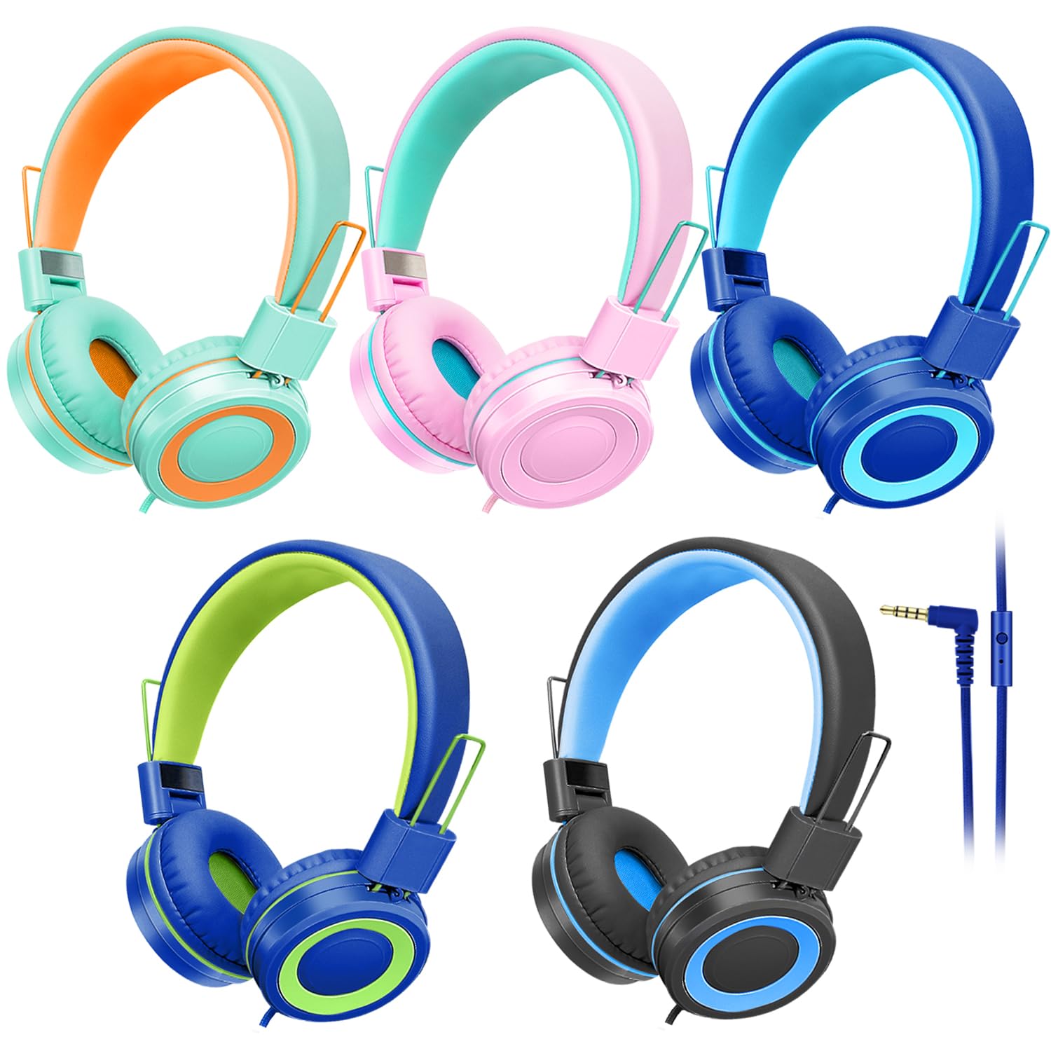 CN-Outlet CN-Outlet 10 Pack Classroom Headphones Bulk for K-12 Students Mixed Color with Microphone Ideal for Libraries and Testing Centers - View 8 of 8