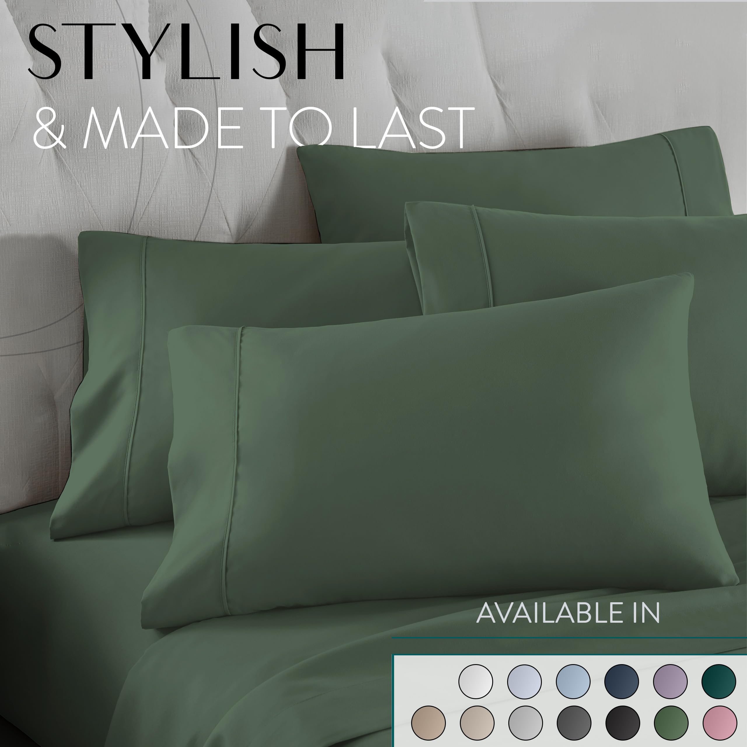 Danjor Linens Danjor Linens King Sheet Set 6 Piece Hotel Quality Microfiber Deep Pocket Cooling Wrinkle Free Machine Washable Sage Color - View 8 of 9