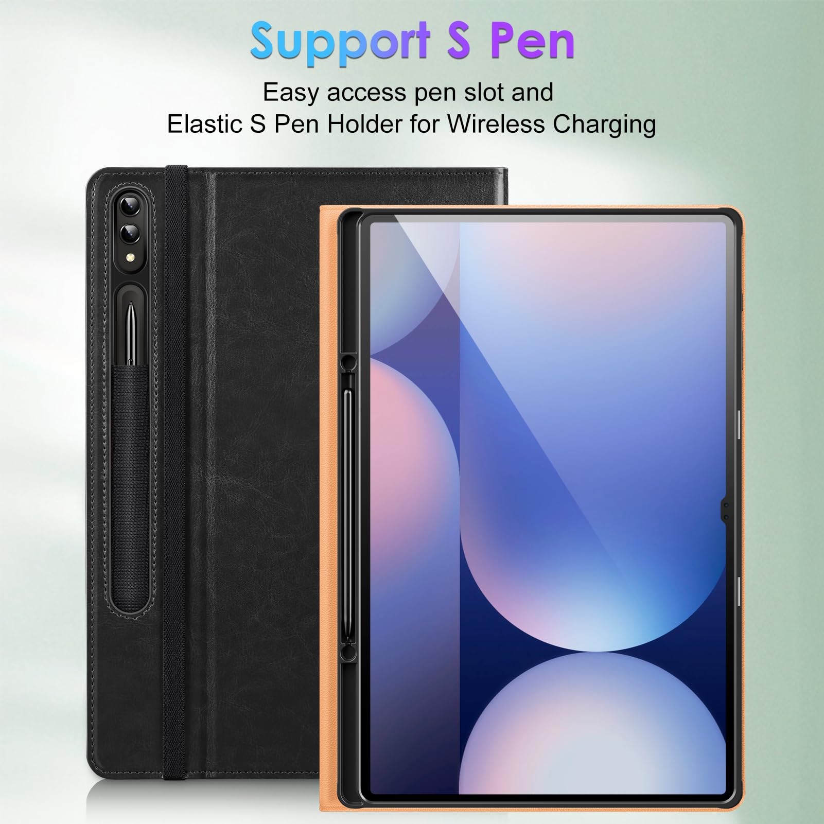 DTTO DTTO Premium Leather Folio Case for Samsung Galaxy Tab S10 Ultra S9 Ultra S8 Ultra with S Pen Holder Auto Wake Sleep Black 2024 2023 2022 - View 4 of 7