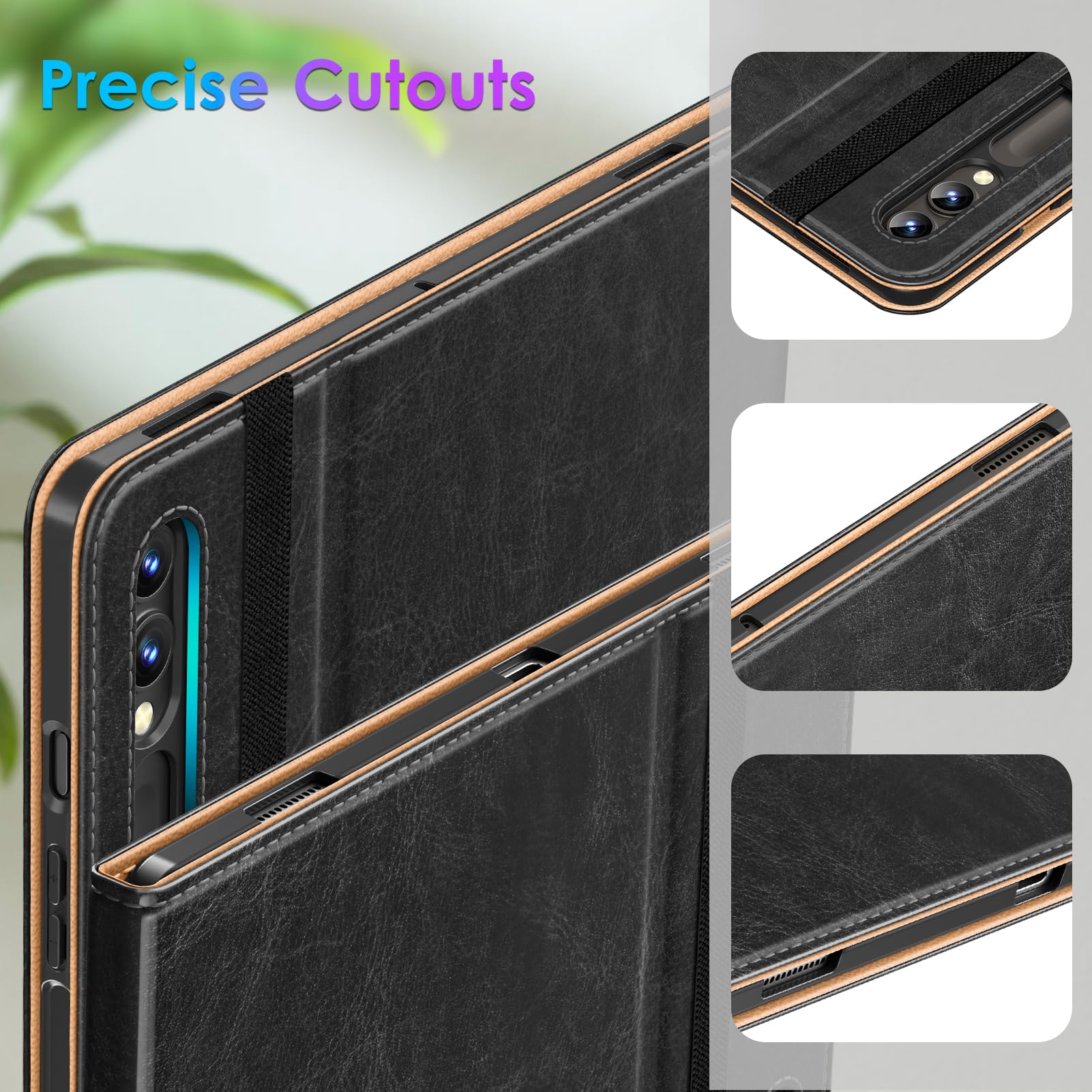 DTTO DTTO Premium Leather Folio Case for Samsung Galaxy Tab S10 Ultra S9 Ultra S8 Ultra with S Pen Holder Auto Wake Sleep Black 2024 2023 2022 - View 5 of 7