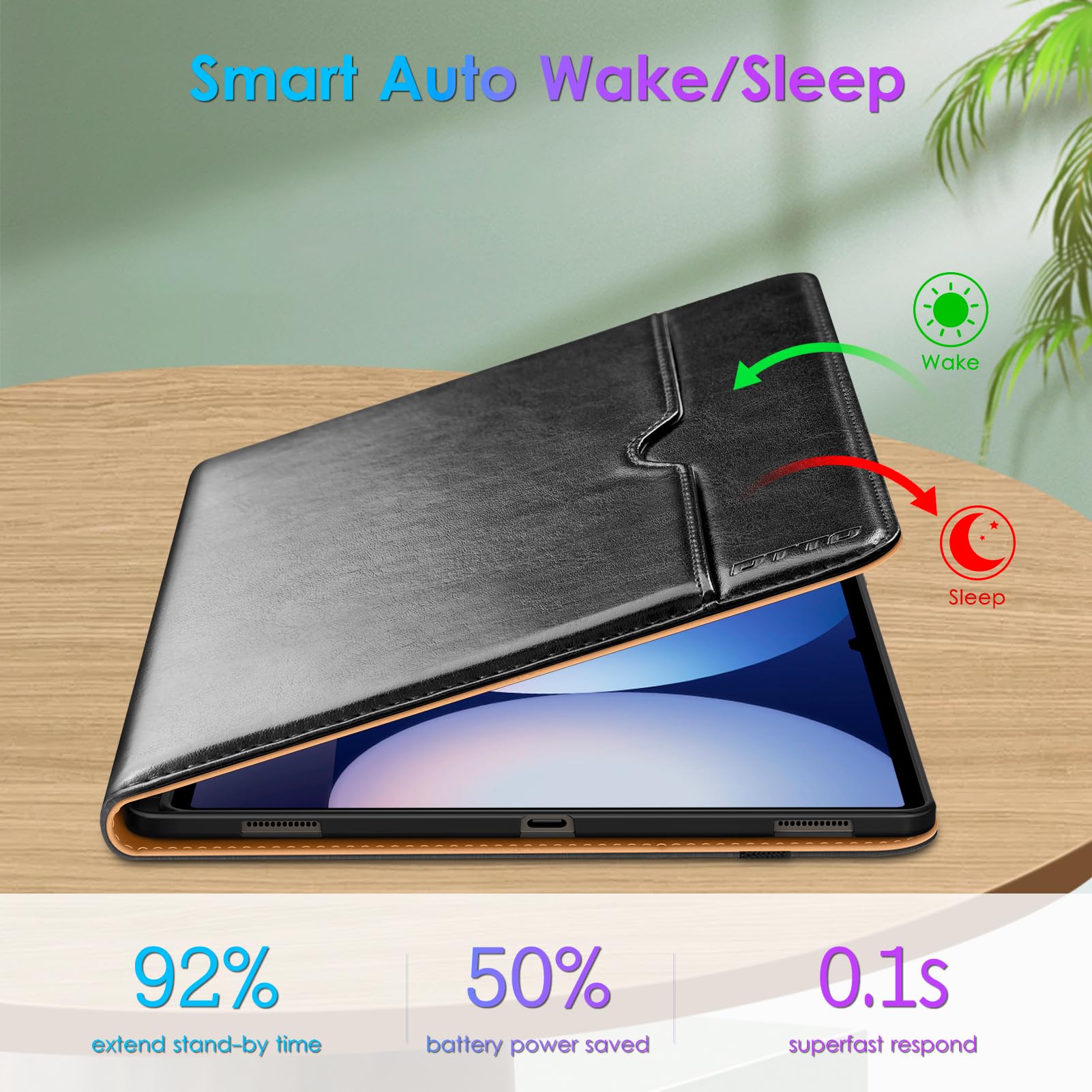 DTTO DTTO Premium Leather Folio Case for Samsung Galaxy Tab S10 Ultra S9 Ultra S8 Ultra with S Pen Holder Auto Wake Sleep Black 2024 2023 2022 - View 7 of 7