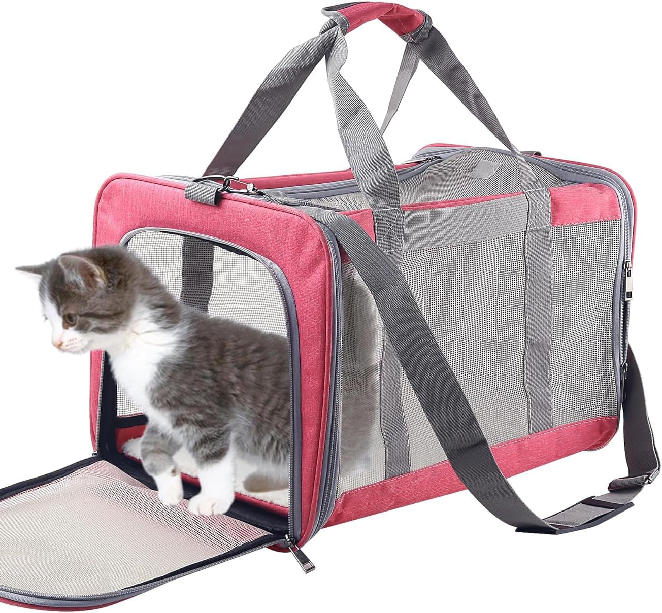 Atvobiy Atvobiy Cat Dog Carrier Portable Soft Airline Approved for Small Medium Cats and Puppies Large Pink Pet Bag Carrier - View 4 of 7