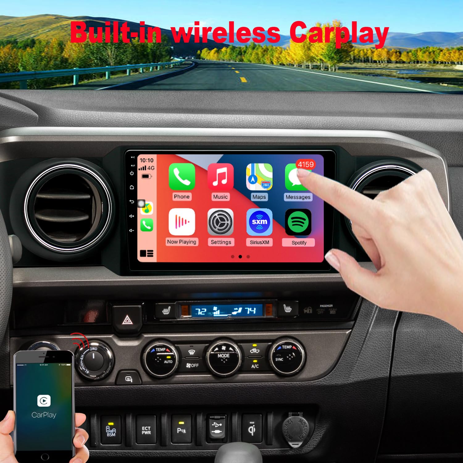 Dzxiaso Toyota Tacoma Radio Upgrade 2016 to 2023 Android Stereo Replacement with 1280x720 Touch Screen and Wireless Carplay Android Auto - View 7 of 7