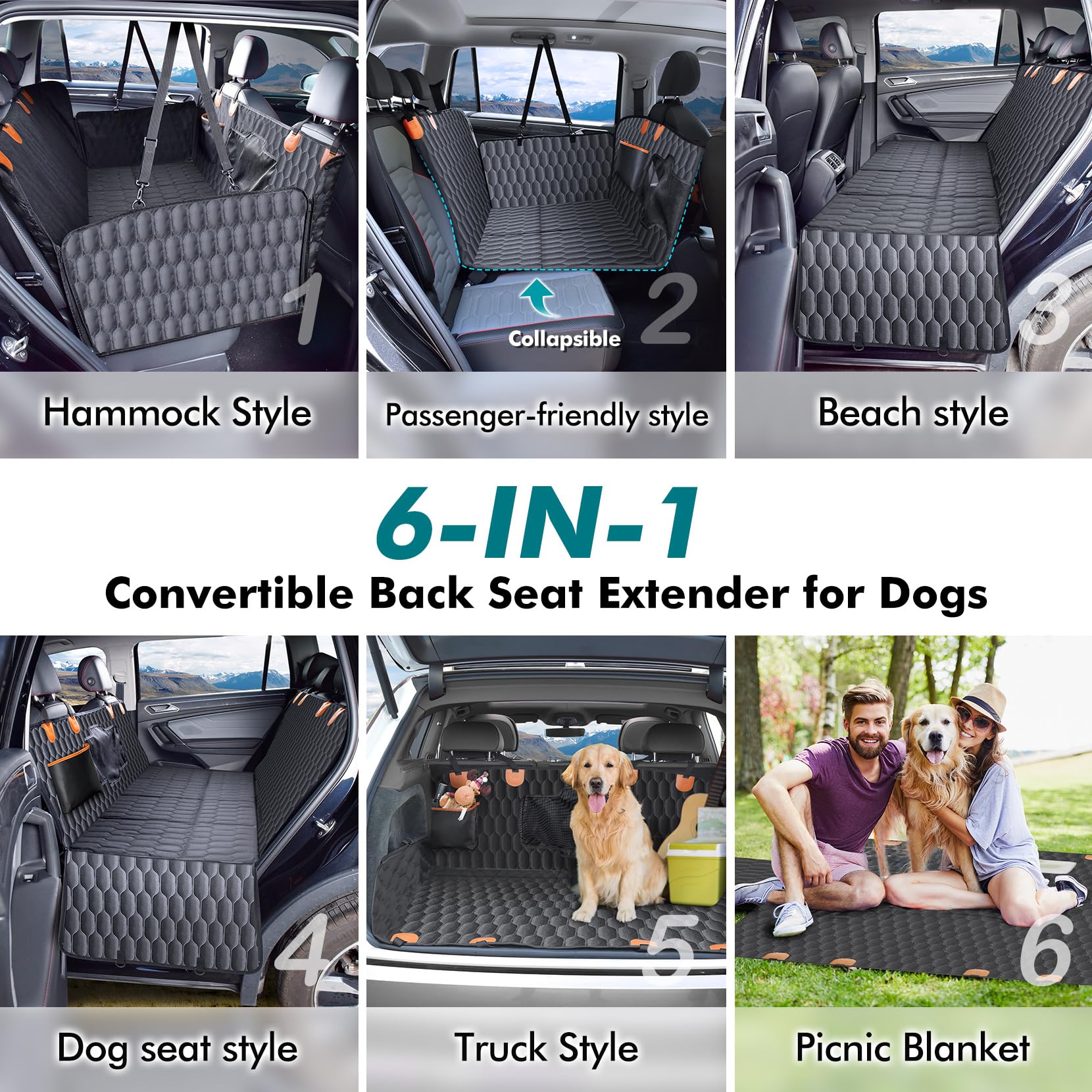 Chumajor Chumajor Back Seat Extender for Dogs Waterproof Heavy Duty Dog Car Seat Cover Detachable Nonslip Hammock Supports 400lb - View 5 of 9