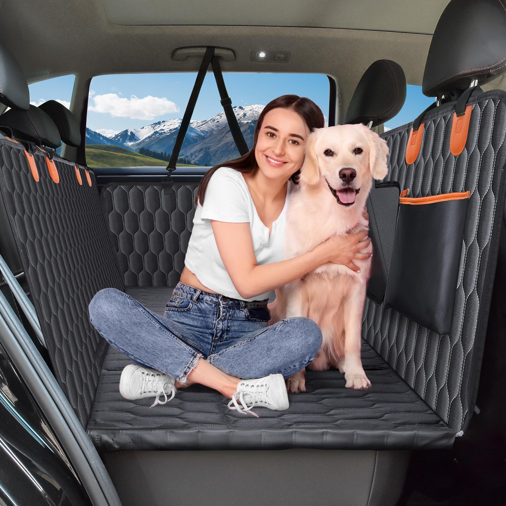 Chumajor Chumajor Back Seat Extender for Dogs Waterproof Heavy Duty Dog Car Seat Cover Detachable Nonslip Hammock Supports 400lb