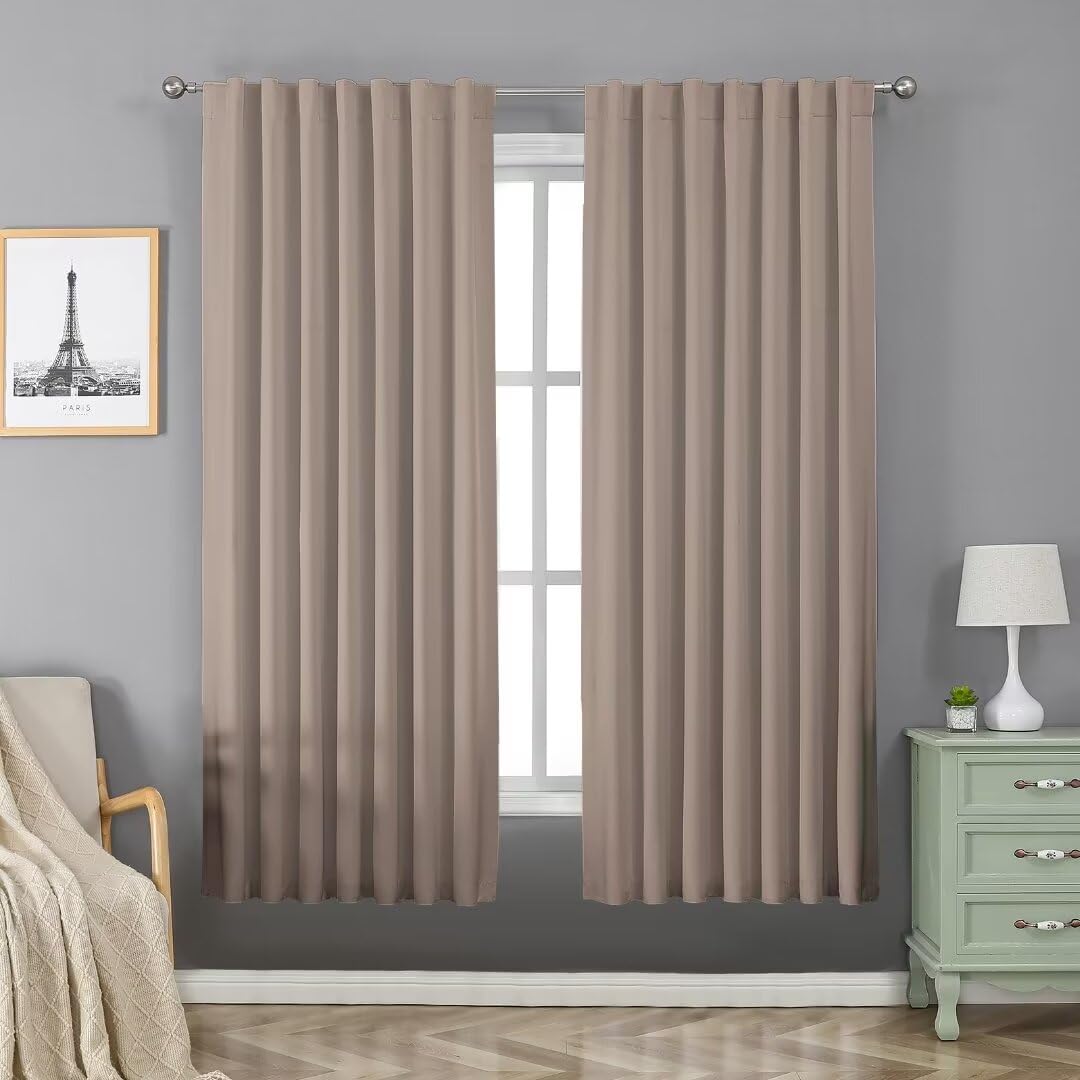 Joydeco Joydeco 100 Blackout Curtains for Bedroom Living Room 96 Inch Long 2 Panels Set White Room Darkening Drapes for Windows - View 8 of 9