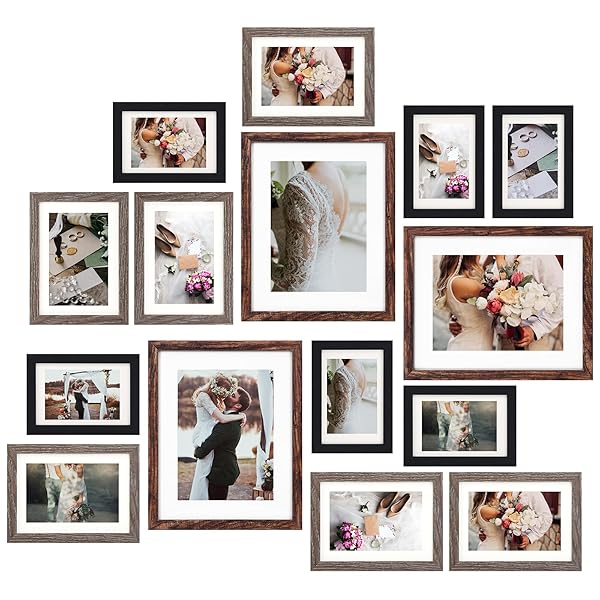Fixwal Fixwal Picture Frames Set 15 Pack Rustic Gallery Wall Frame Collage for Wall or Tabletop with 8x10 5x7 4x6 Frames in 3 Finishes