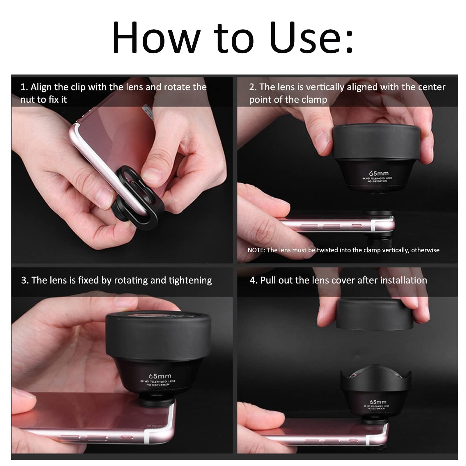 Cyrank 65mm Phone Telephoto Portrait Lens Kit Professional Attachment for Smartphones and iOS Pad External Aspherical Camera Lens - View 3 of 9