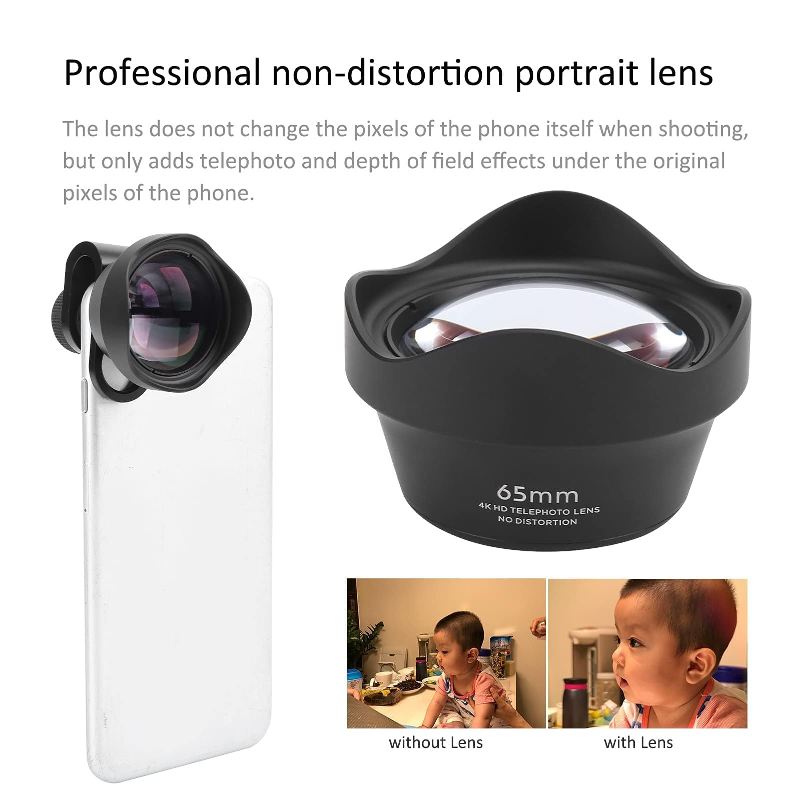 Cyrank 65mm Phone Telephoto Portrait Lens Kit Professional Attachment for Smartphones and iOS Pad External Aspherical Camera Lens - View 8 of 9