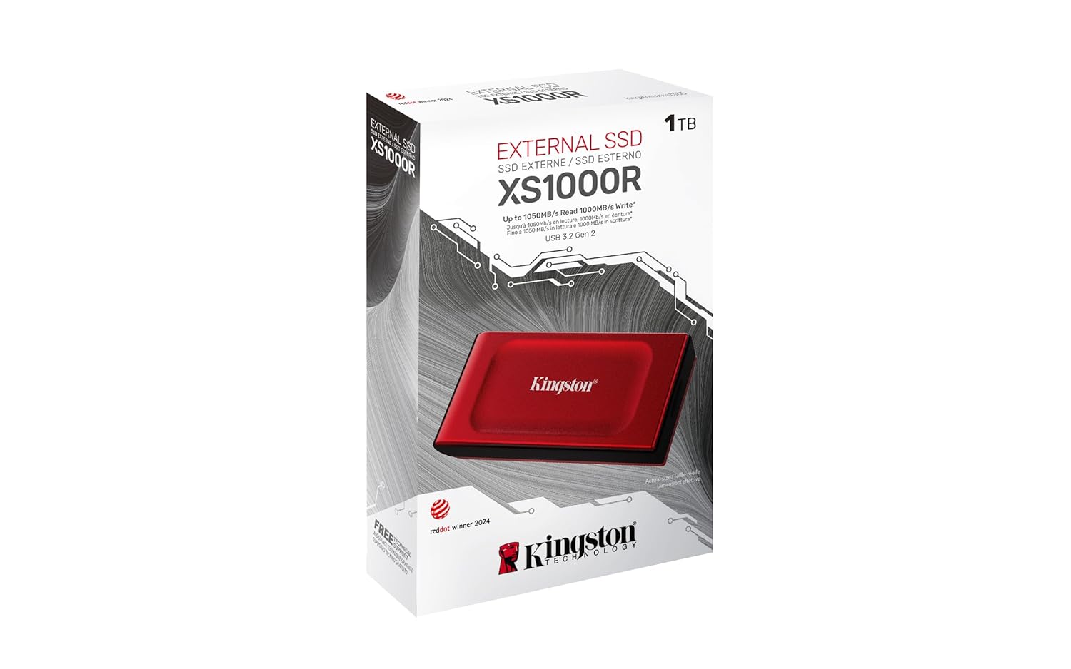 Kingston Kingston XS1000 2TB Portable SSD USB 3.2 Gen 2 External Drive Up to 1050MB/s Fast Storage Solution - View 3 of 8