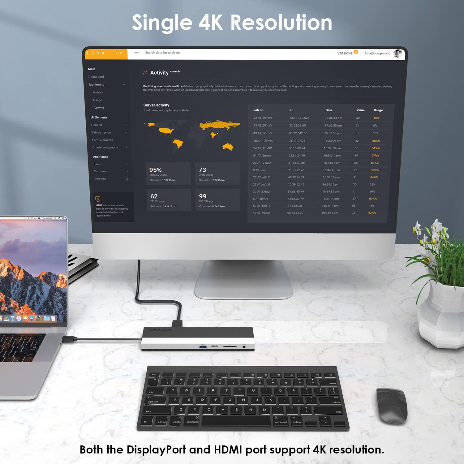 WAVLINK WAVLINK USB C Docking Station for Dual Monitors Triple Display Multiport Adapter with HDMI DisplayPort VGA Ethernet and 100W Charging - View 5 of 9