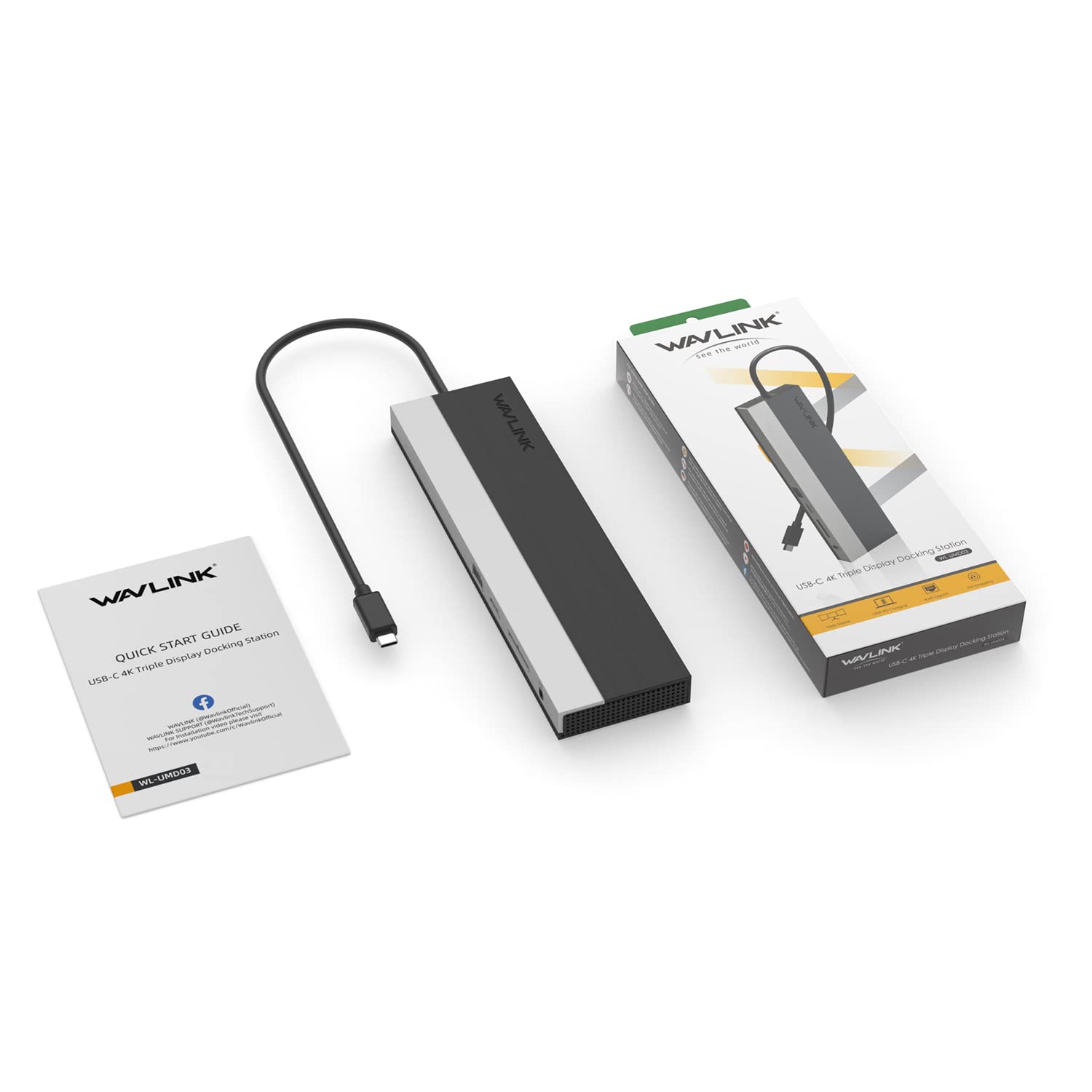 WAVLINK WAVLINK USB C Docking Station for Dual Monitors Triple Display Multiport Adapter with HDMI DisplayPort VGA Ethernet and 100W Charging - View 9 of 9