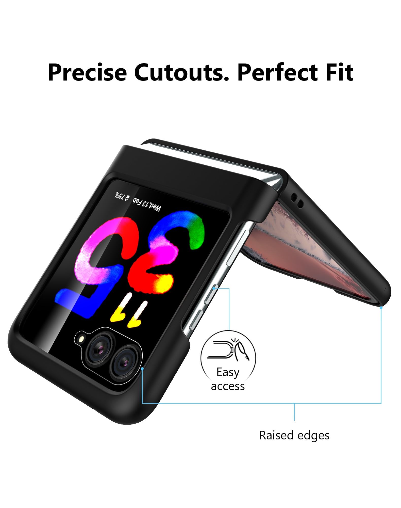 Cresee Cresee Genuine Leather Case for Motorola Razr Plus 2023 with Cover Screen Protector Black - View 6 of 7