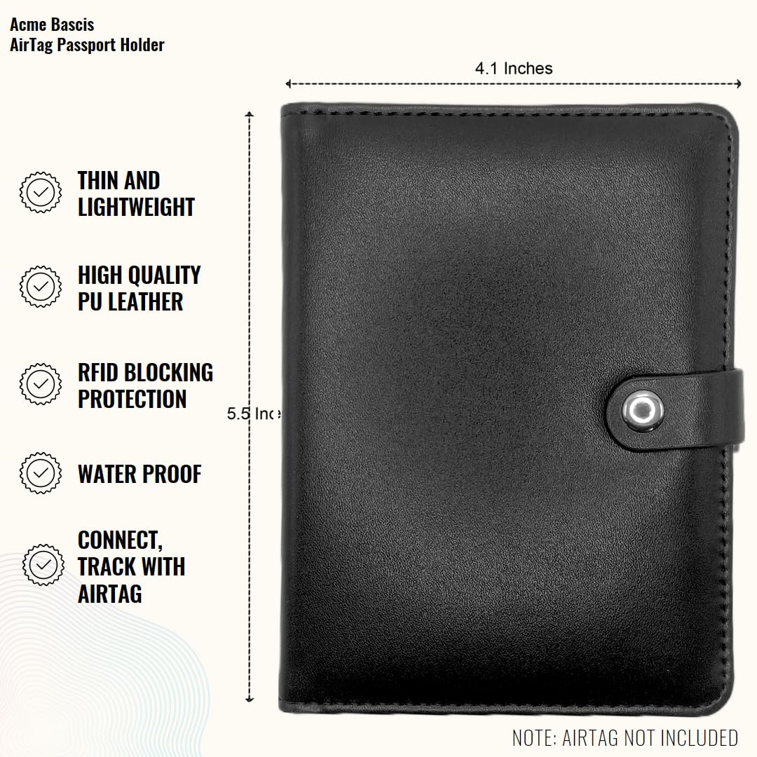 Acme Basics Acme Basics AirTag Passport Holder Wallet with RFID Blocking Luggage Tag and Additional AirTag Holder Travel Accessories for All - View 4 of 9