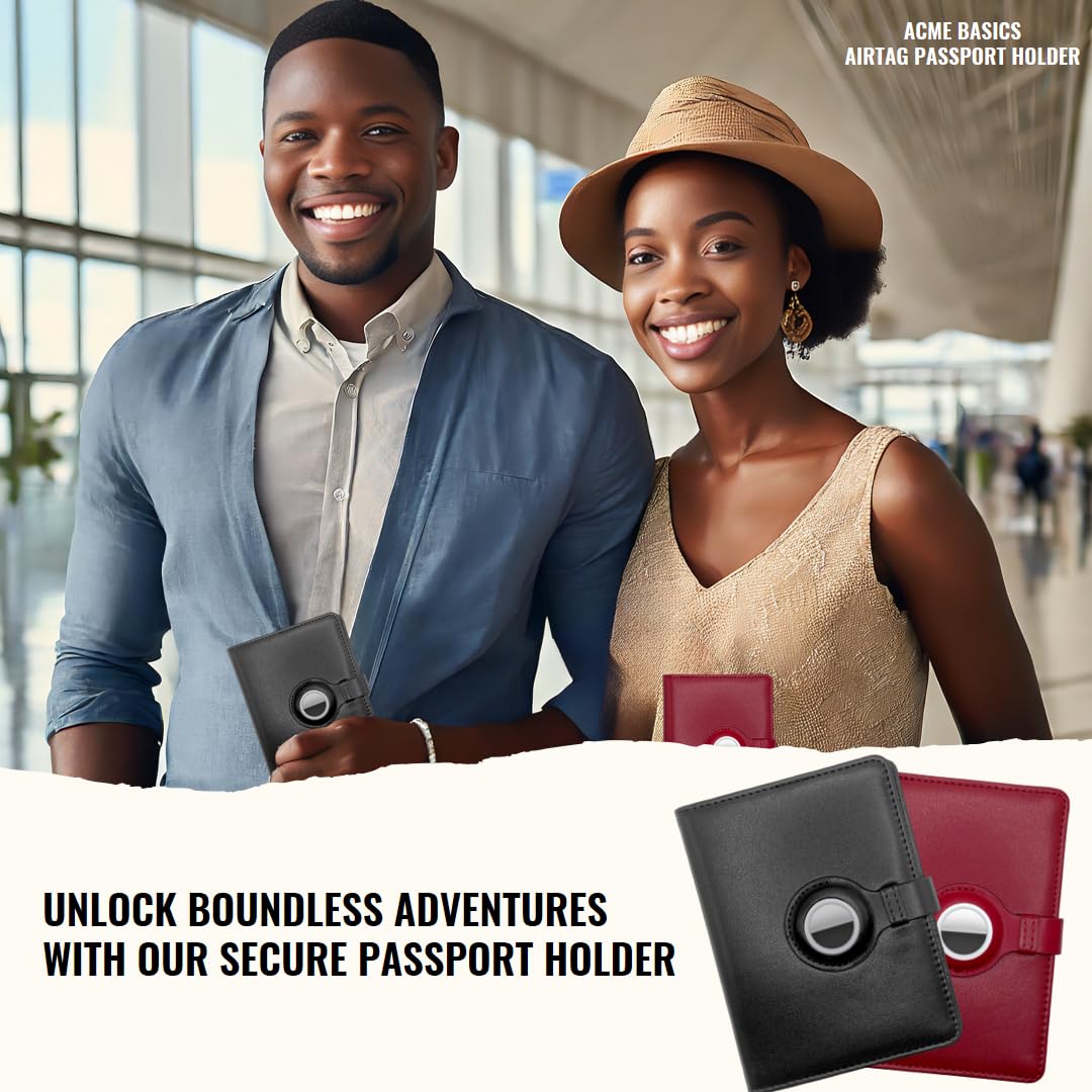 Acme Basics Acme Basics AirTag Passport Holder Wallet with RFID Blocking Luggage Tag and Additional AirTag Holder Travel Accessories for All - View 8 of 9
