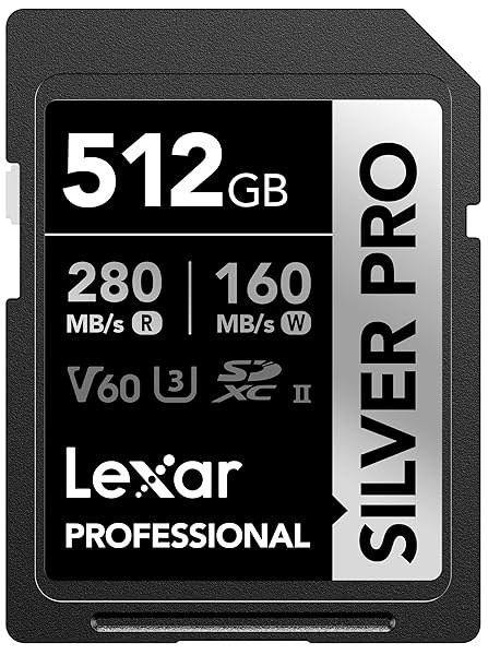 Lexar Lexar 512GB Professional SILVER PRO SDXC Card: UHS-II, 4K Video, 280MB/s for Photographers & Videographers
