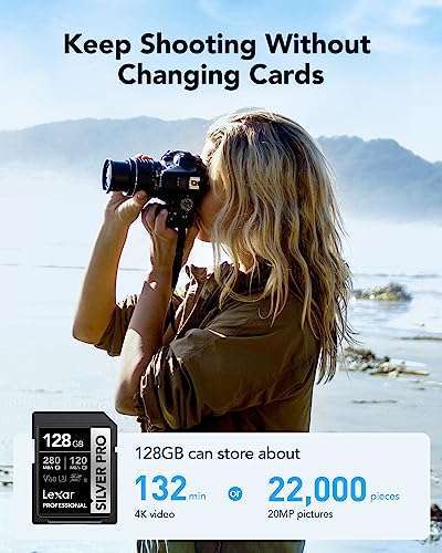 Lexar Lexar 128GB Professional SILVER PRO SDXC Memory Card - UHS-II, 280MB/s, Ideal for 4K Video & Photography - View 3 of 8