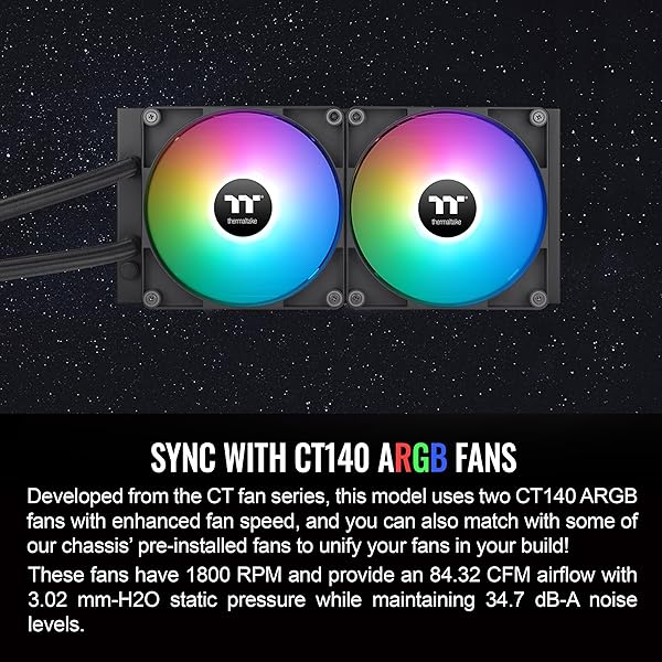 Thermaltake Thermaltake TH280 ARGB Sync V2: High-Performance 280mm AIO Liquid Cooler with Dual 140mm Fans & Mirror Waterblock - View 7 of 8
